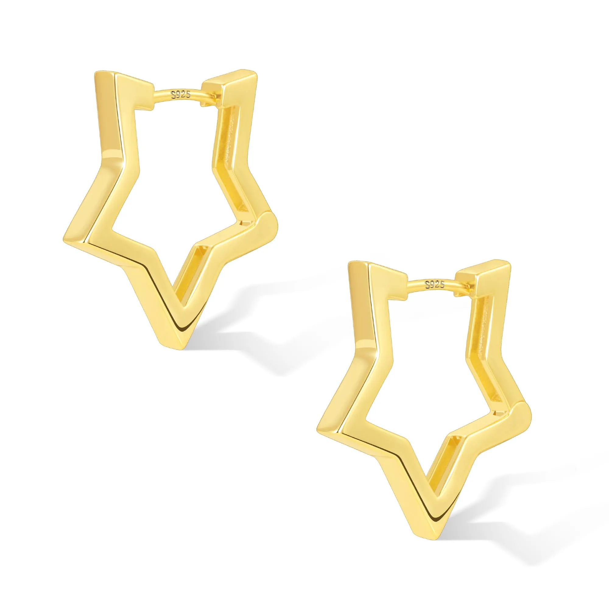 ALEXCRAFT Orecchini a Stella Vuota Placcati Oro 14k SCEU263G - immagine 7
