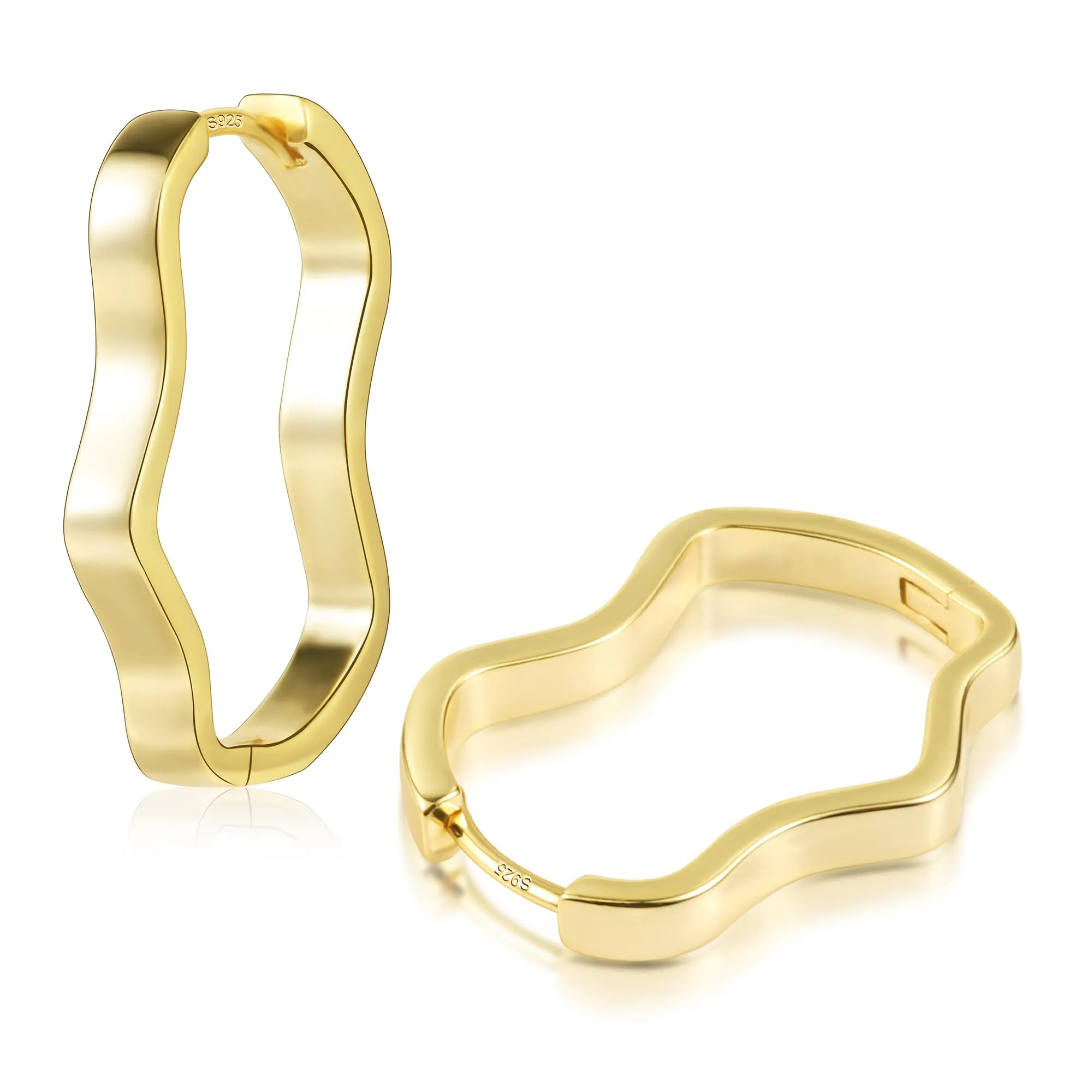 ALEXCRAFT Orecchini a Cerchio Irregolari in Oro 14K SCEU248G - immagine 1