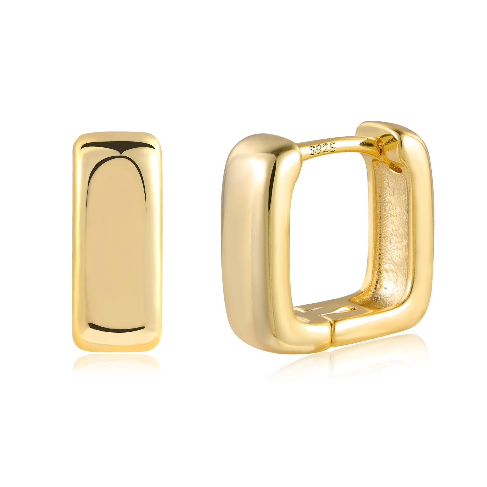 ALEXCRAFT Orecchini a Cerchio Quadrati Huggie in Oro 14k, 11 mm - immagine 2