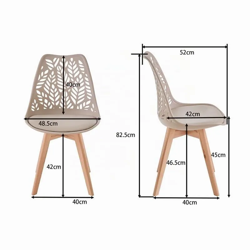 DEYARNA HOME Set di 6 Sedie da Pranzo Scandinave in Ecopelle e Legno, Cachi - immagine 2
