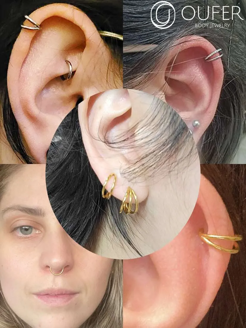 OUFER Piercing Helix Conch Hoop Ring 16G 6mm Acciaio Chirurgico Set da 2 pezzi - immagine 4
