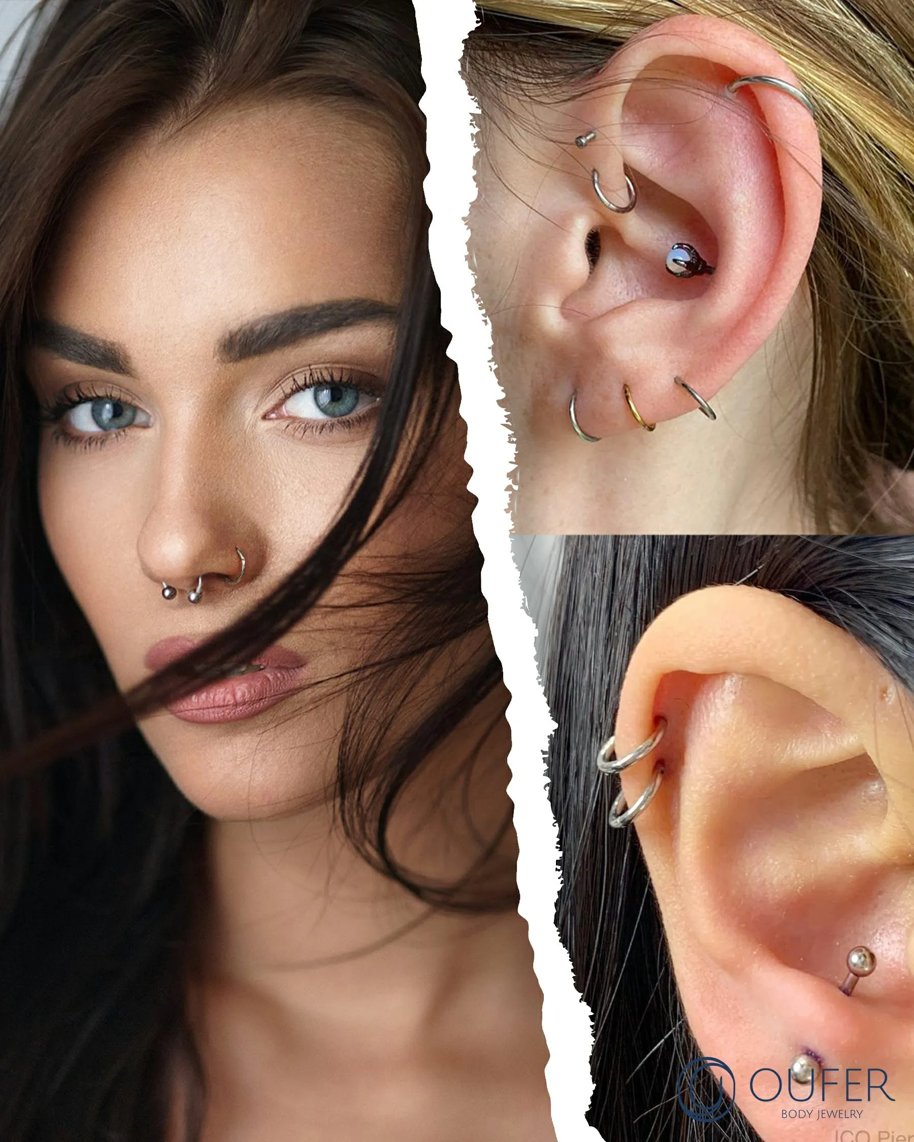 OUFER Piercing Helix Conch Hoop Ring 16G 6mm Acciaio Chirurgico Set da 2 pezzi - immagine 5