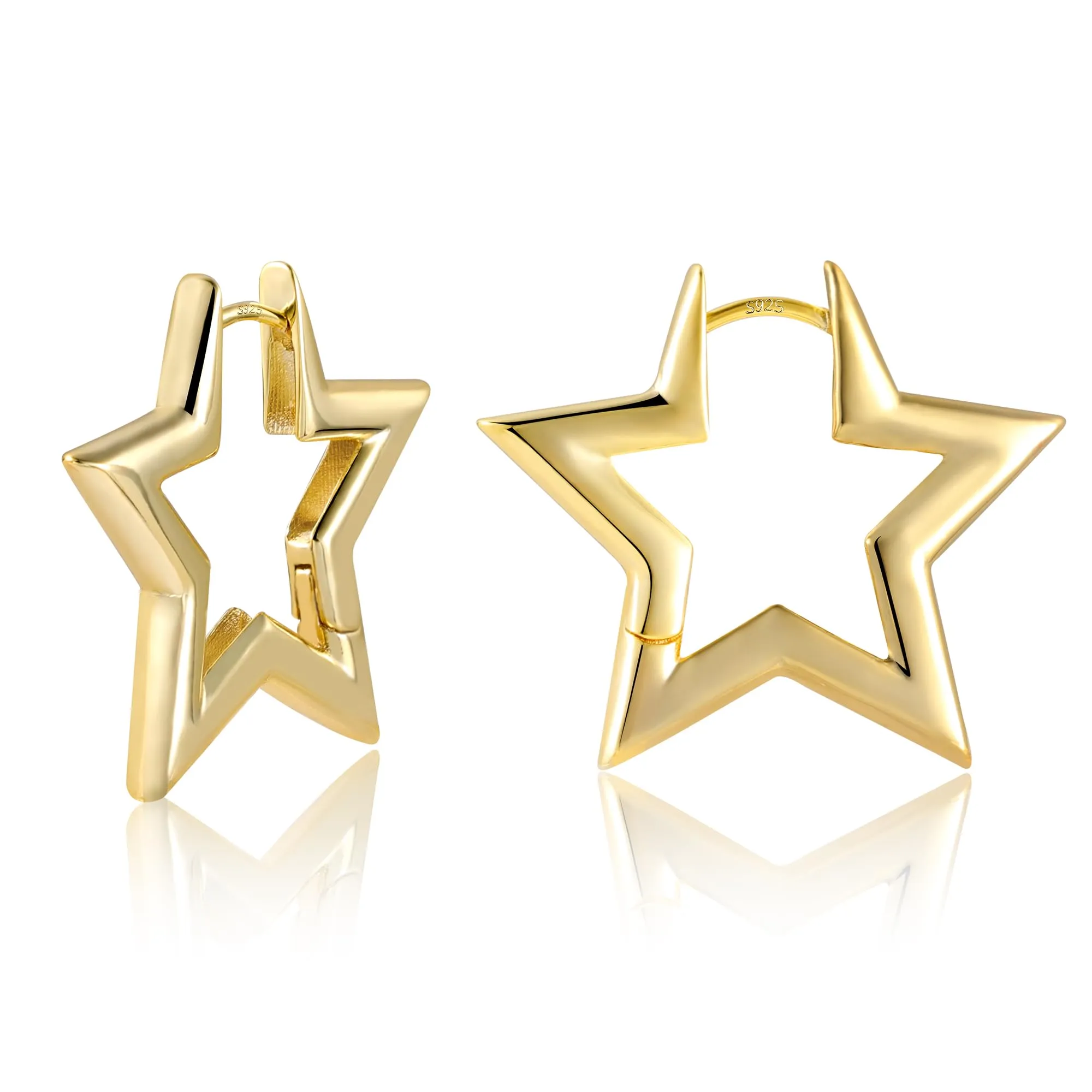 ALEXCRAFT Orecchini a Forma di Stella Placcati Oro 14K SCEU186G - immagine 1