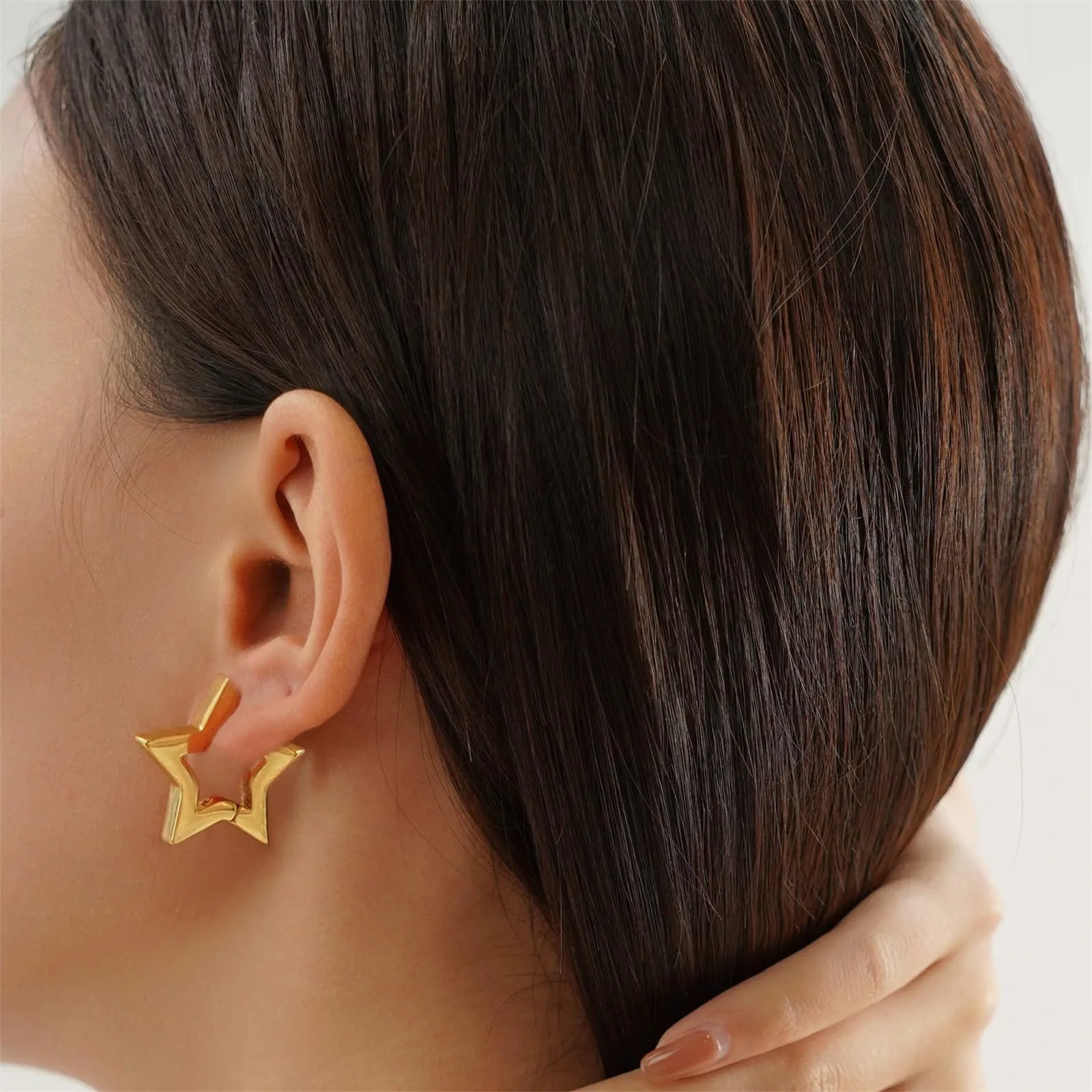ALEXCRAFT Orecchini a Forma di Stella Placcati Oro 14K SCEU186G - immagine 3