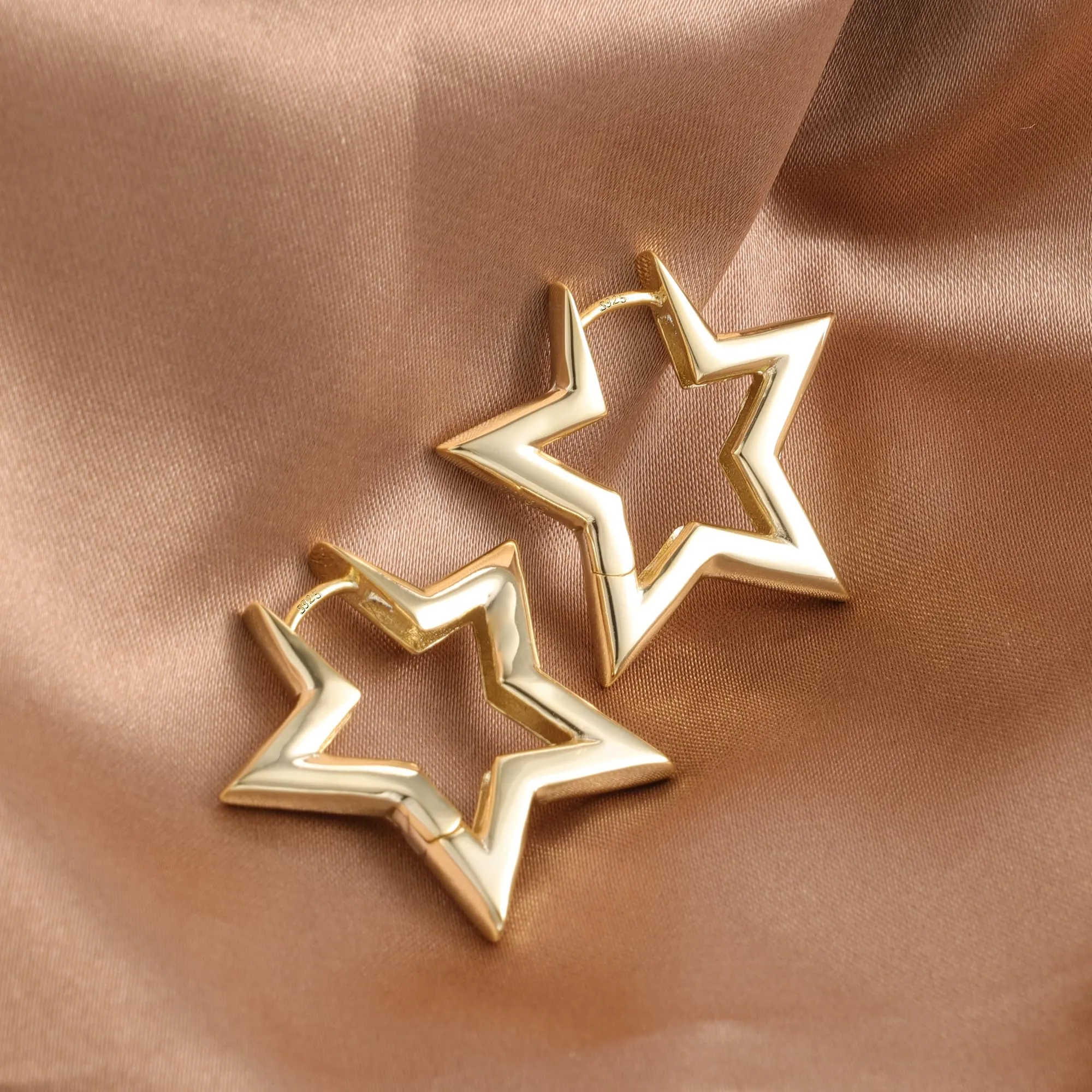 ALEXCRAFT Orecchini a Forma di Stella Placcati Oro 14K SCEU186G - immagine 4