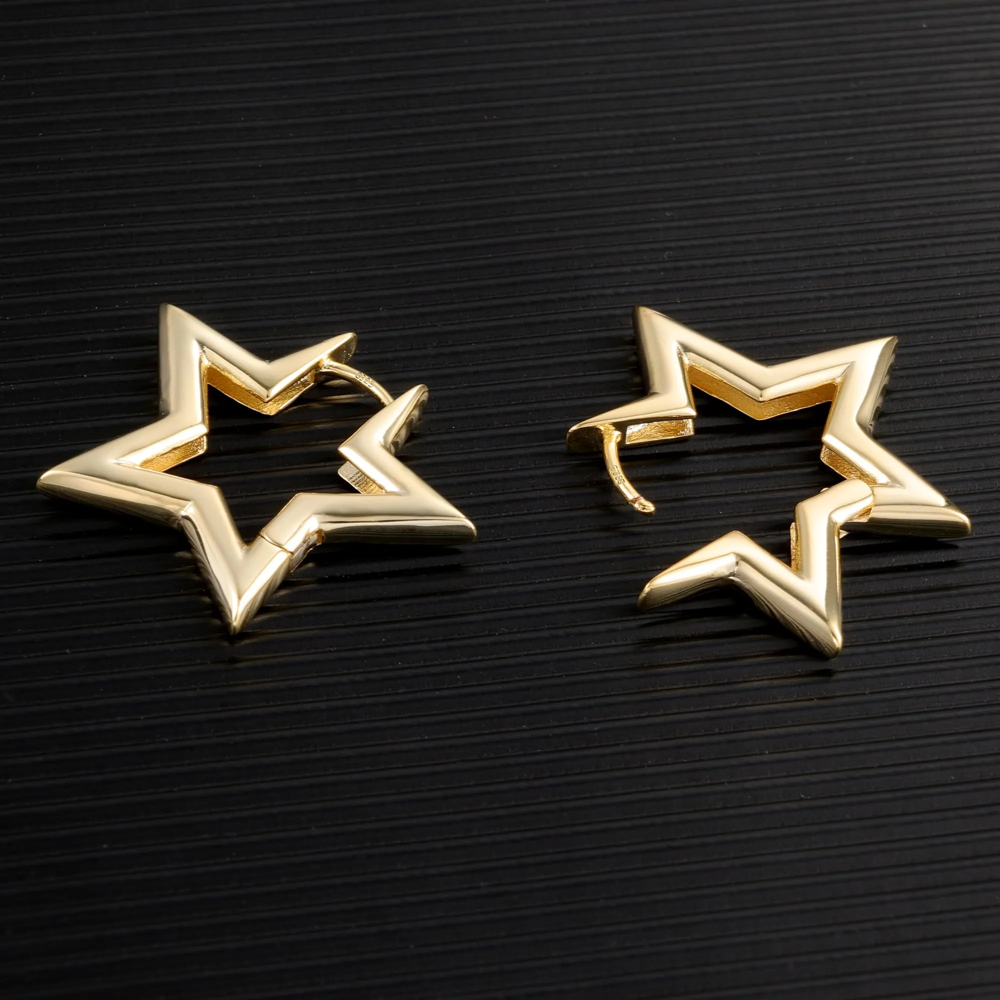 ALEXCRAFT Orecchini a Forma di Stella Placcati Oro 14K SCEU186G - immagine 5