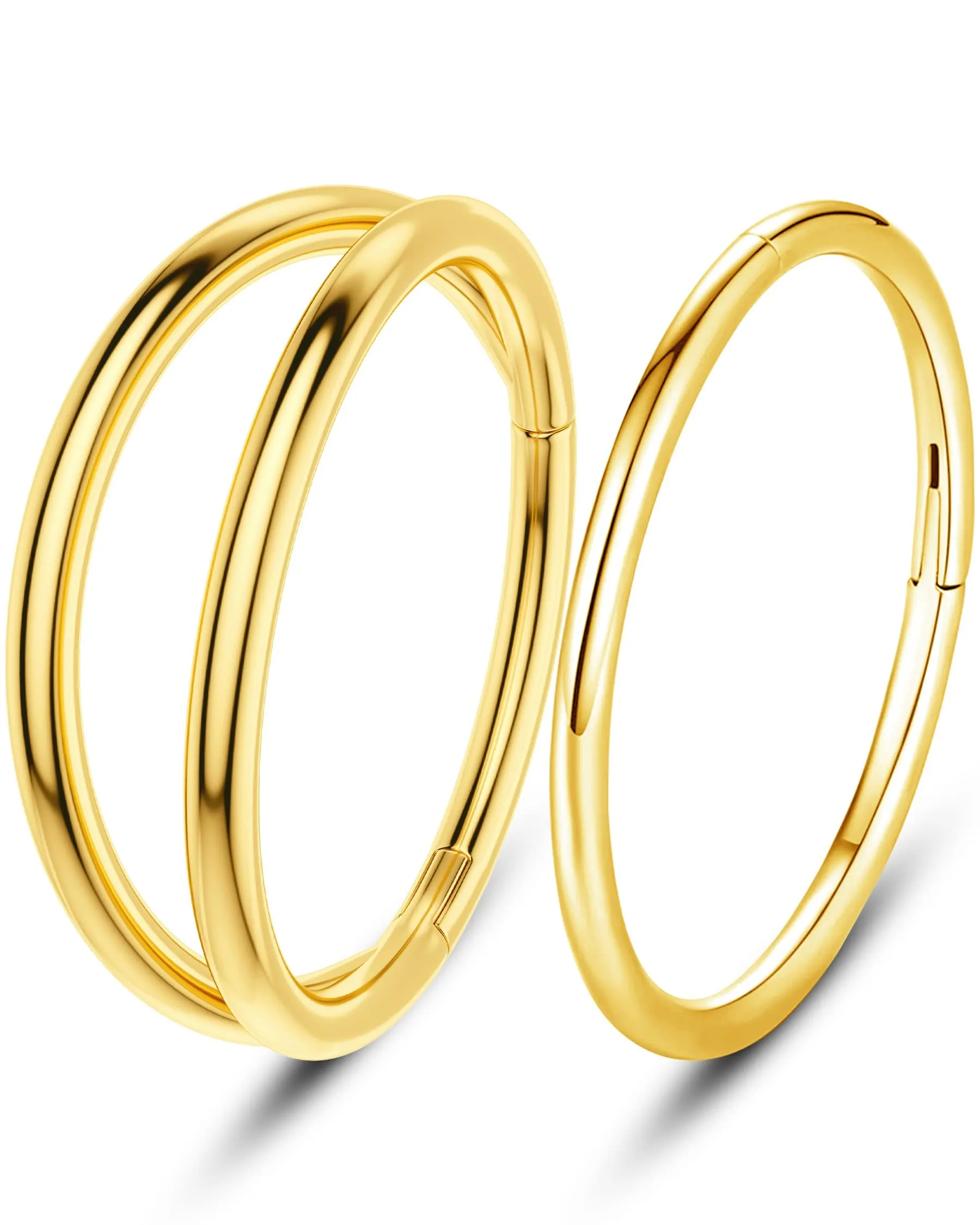 OUFER Piercing Helix Conch Hoop Ring 16G Gold Surgical Steel 12mm (2 Pieces) - immagine 1