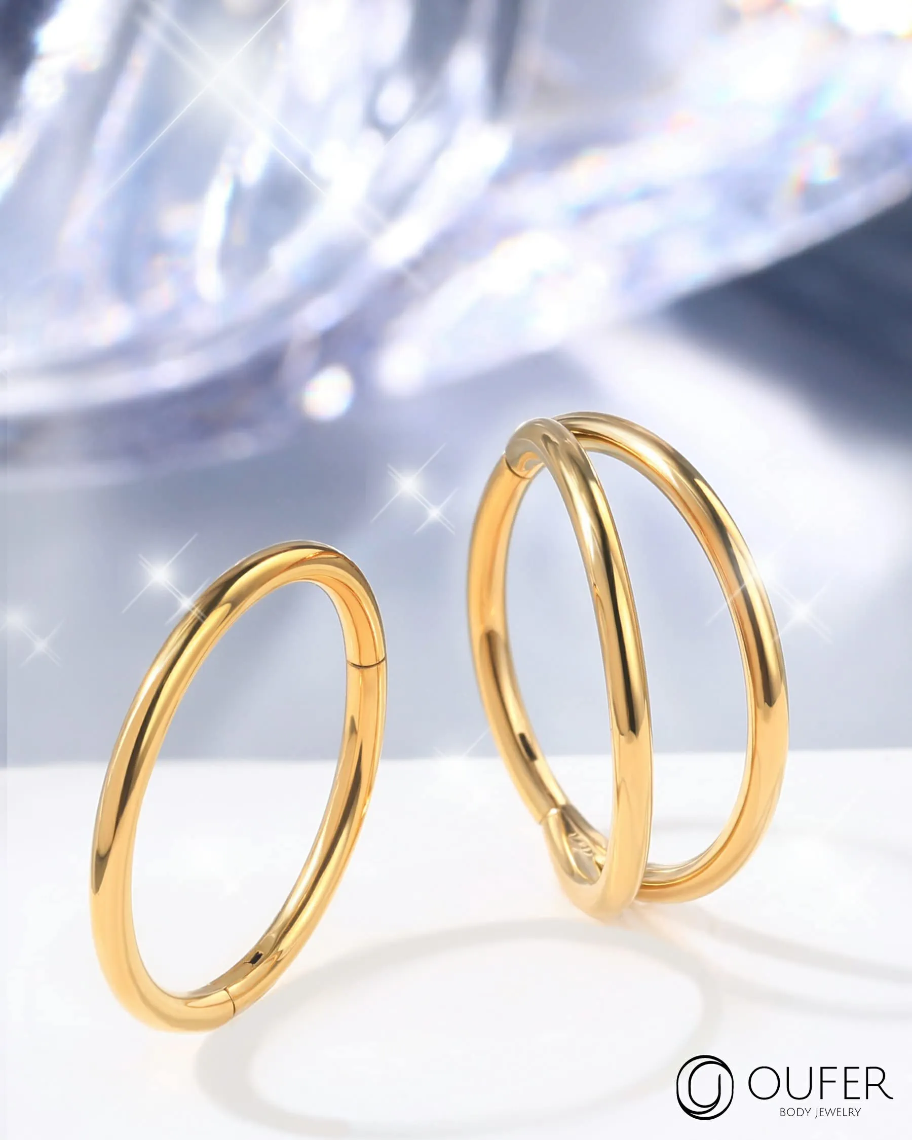 OUFER Piercing Helix Conch Hoop Ring 16G Gold Surgical Steel 12mm (2 Pieces) - immagine 3