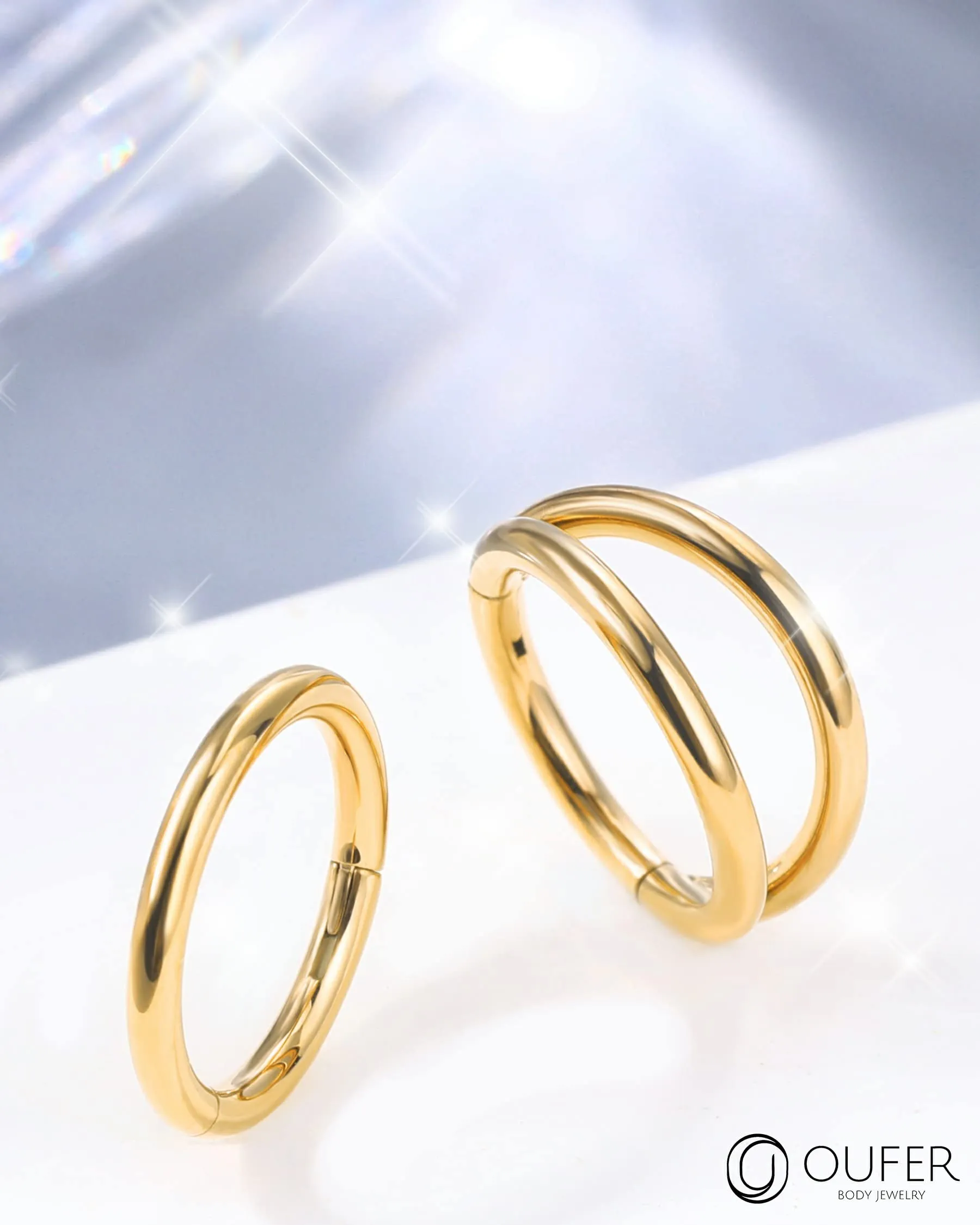 OUFER Piercing Helix Conch Hoop Ring 16G 8mm Acciaio Chirurgico Oro - immagine 3