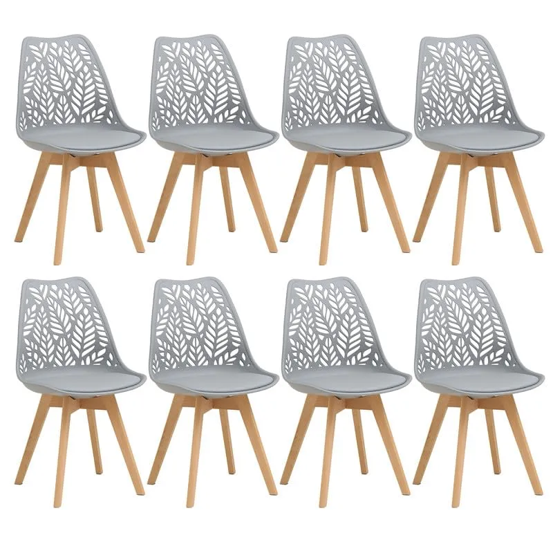 DEYARNA HOME Set di 8 Sedie da Pranzo Scandinave con Gambe in Legno, Grigio - immagine 1