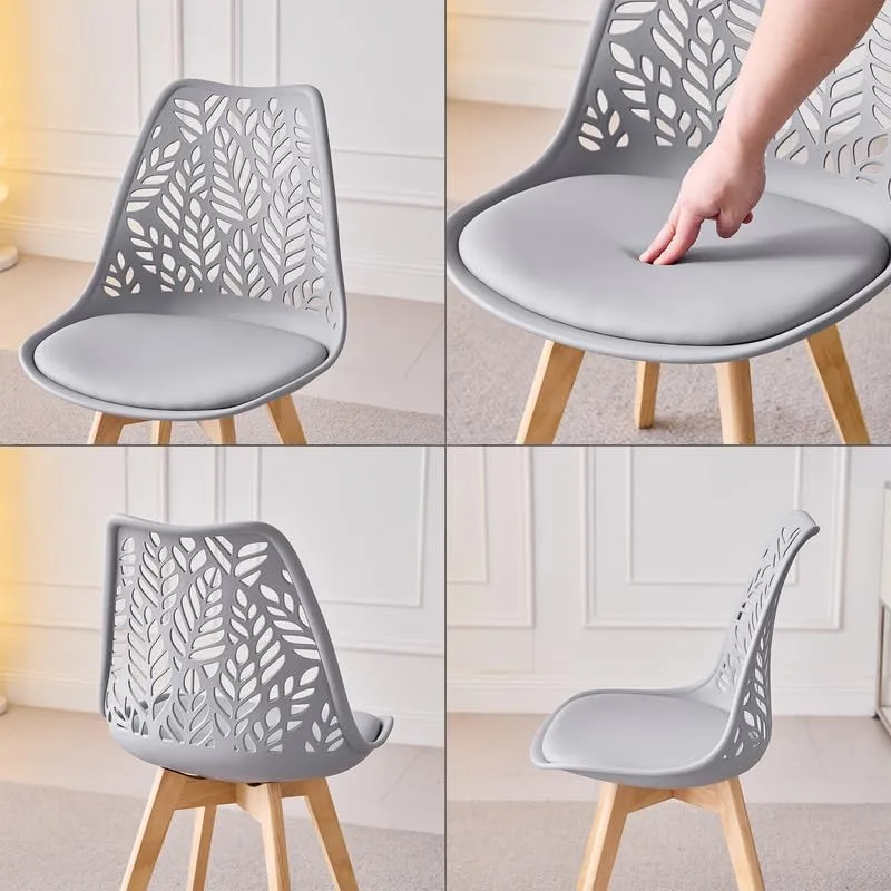 DEYARNA HOME Set di 8 Sedie da Pranzo Scandinave con Gambe in Legno, Grigio - immagine 4