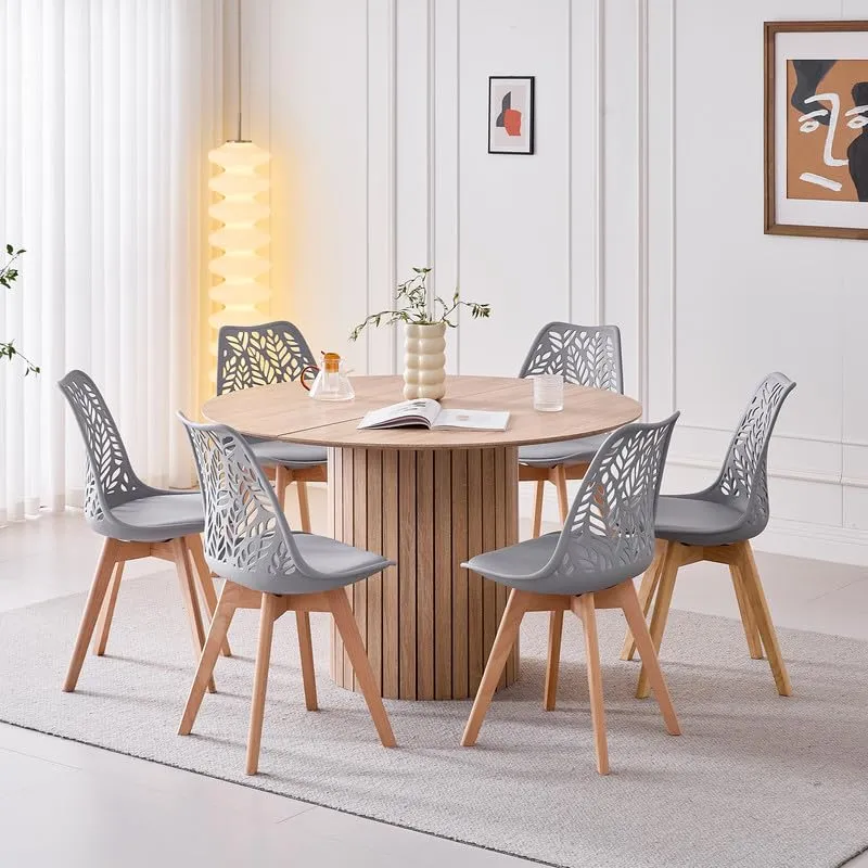 DEYARNA HOME Set di 8 Sedie da Pranzo Scandinave con Gambe in Legno, Grigio - immagine 7