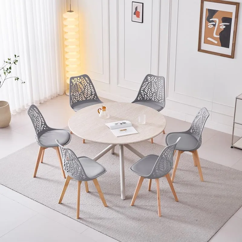 DEYARNA HOME Set di 8 Sedie da Pranzo Scandinave con Gambe in Legno, Grigio - immagine 8