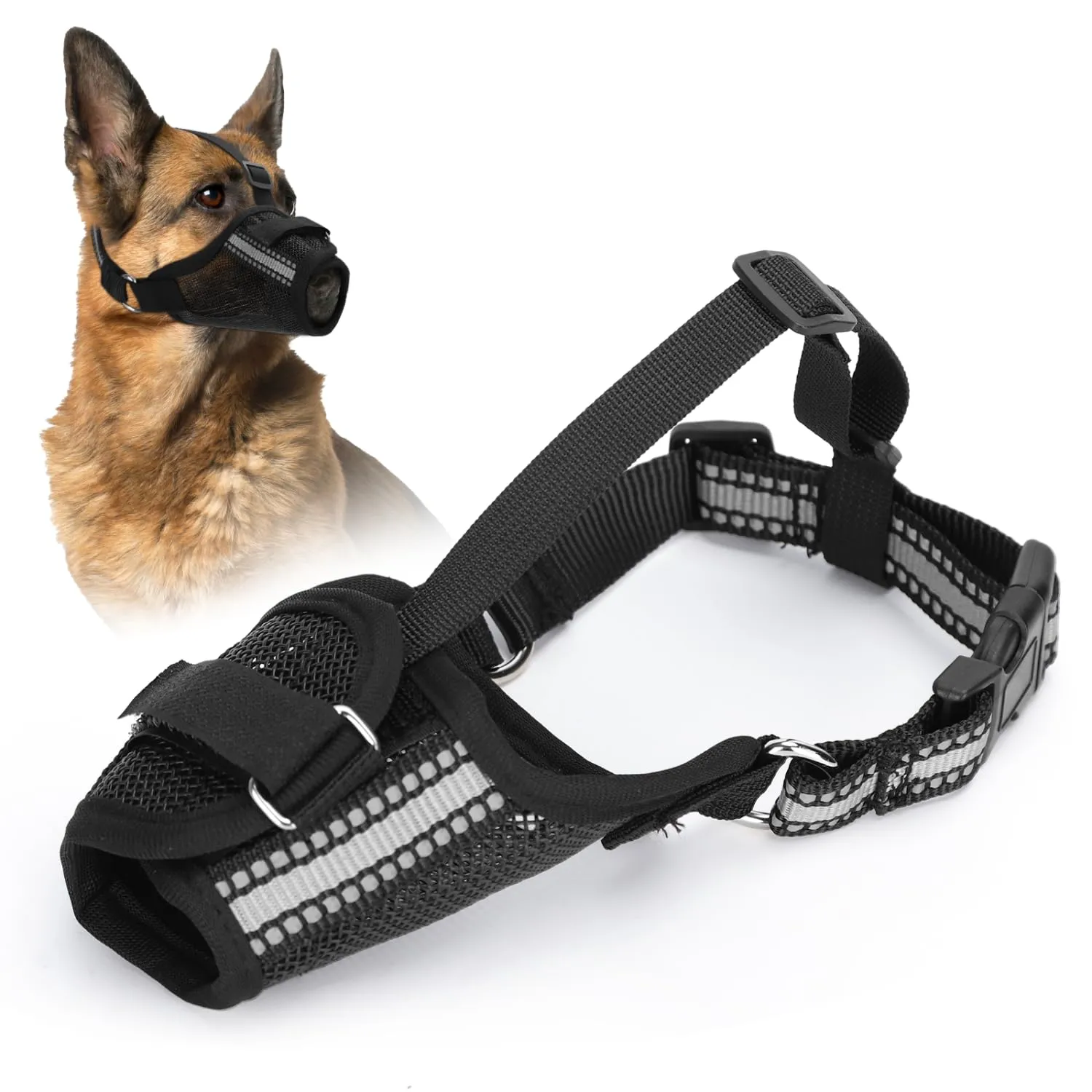 Nobleza Museruola a Rete per Cani di Grande Taglia, Regolabile e Traspirante, XL - immagine 1