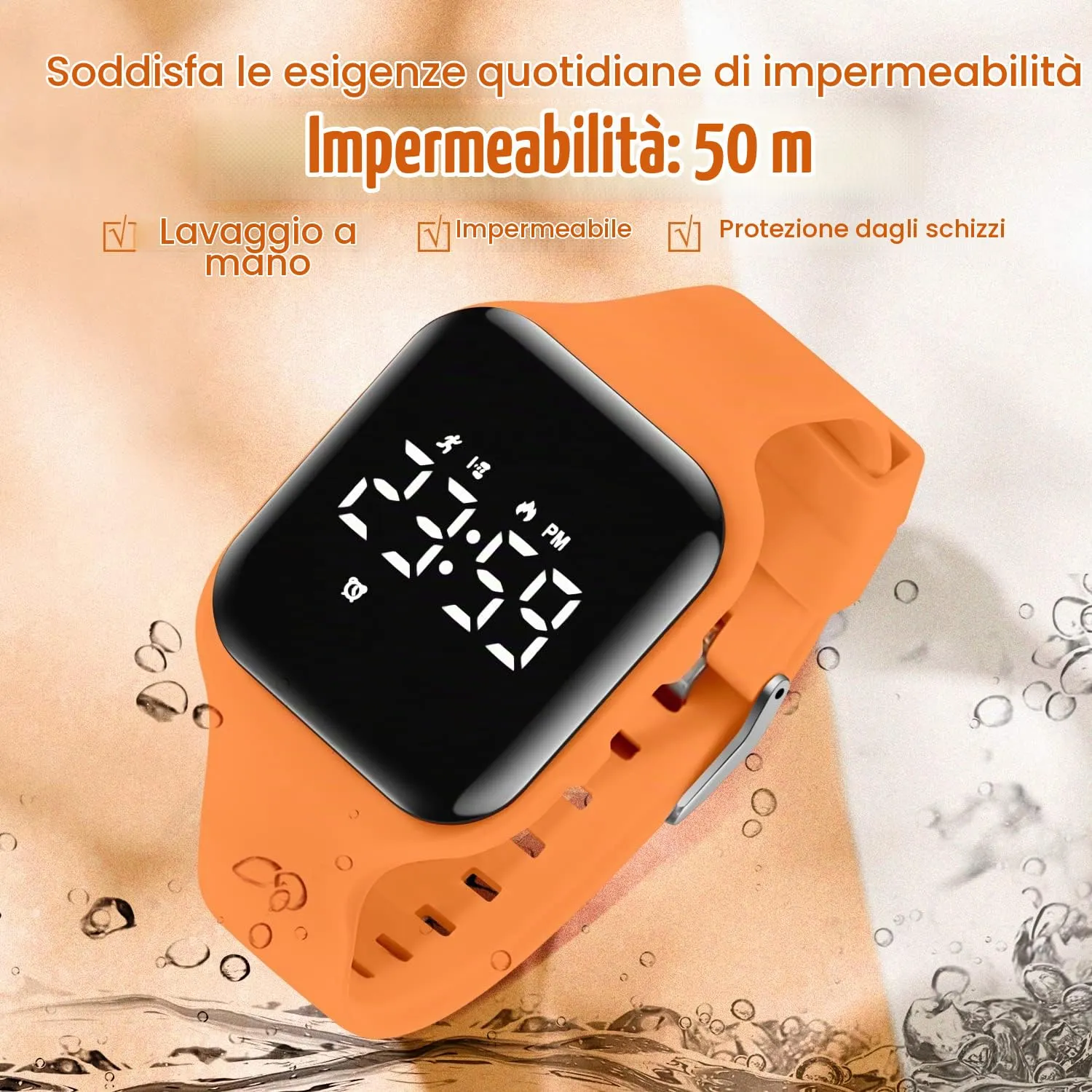 BEN NEVIS T115E Orologio Digitale Fitness Tracker per Bambini e Ragazzi, Impermeabile, Silicone, Arancione - immagine 6