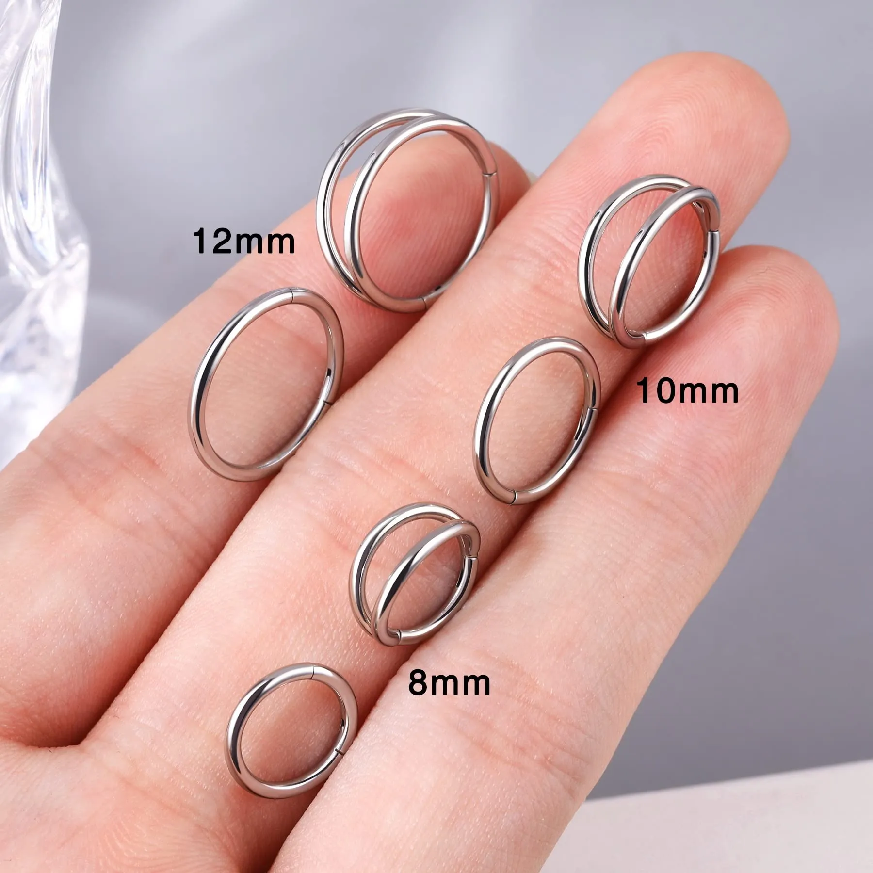 OUFER Piercing Helix Conch Hoop Ring 16G 12mm Acciaio Chirurgico - immagine 5