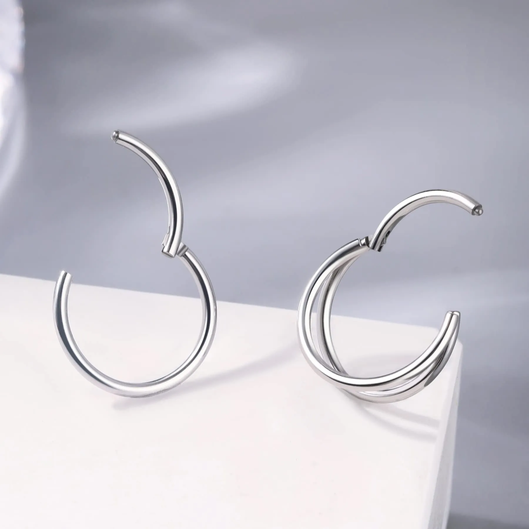 OUFER Piercing Helix Conch Hoop Ring 16G 12mm Acciaio Chirurgico - immagine 7