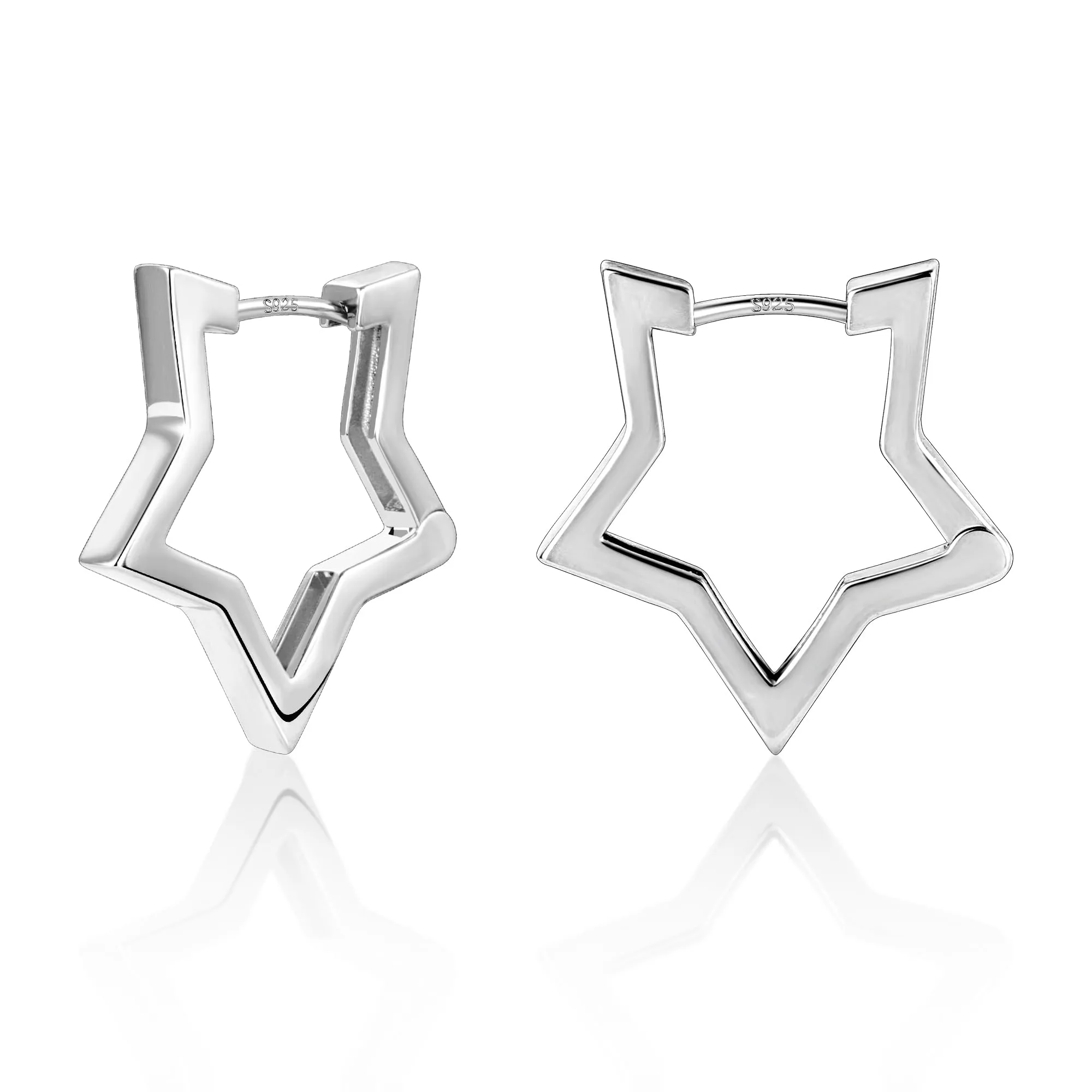ALEXCRAFT Orecchini a Stella Vuota in Ottone Placcato Argento SCEU263S - immagine 1