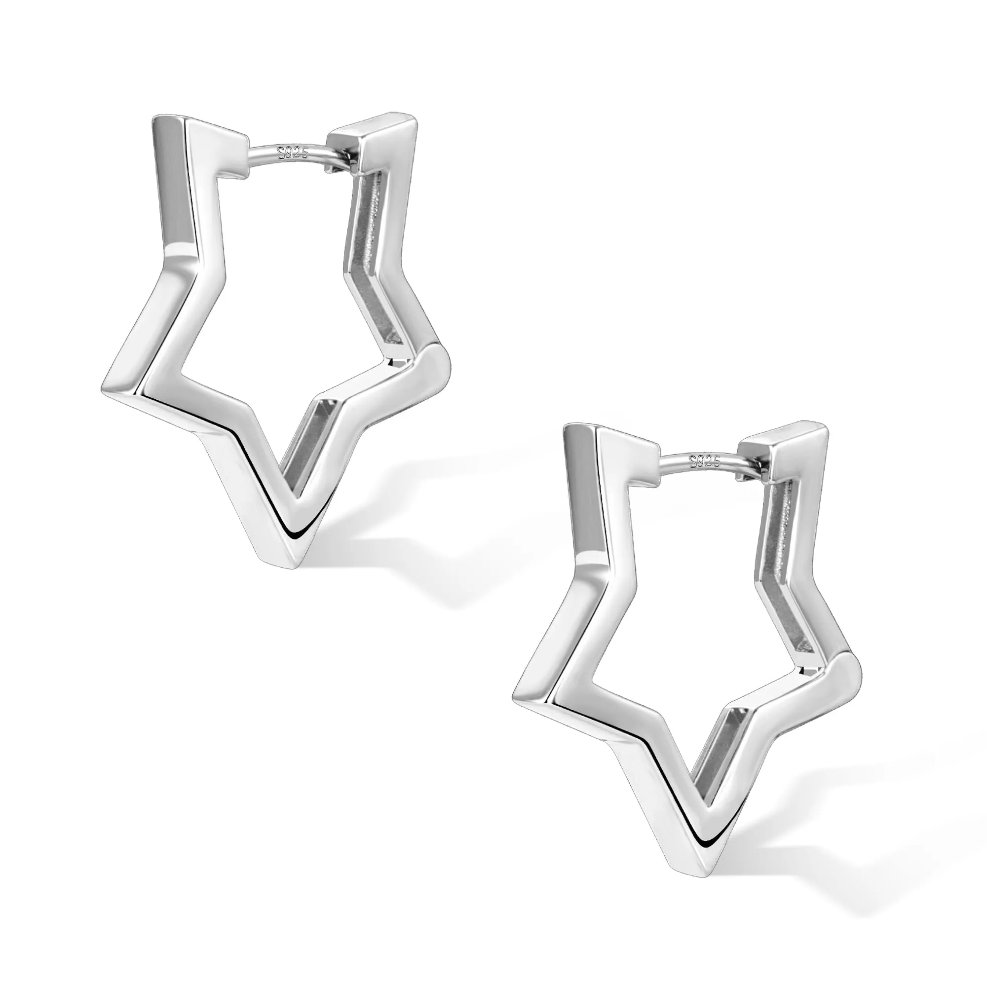 ALEXCRAFT Orecchini a Stella Vuota in Ottone Placcato Argento SCEU263S - immagine 7