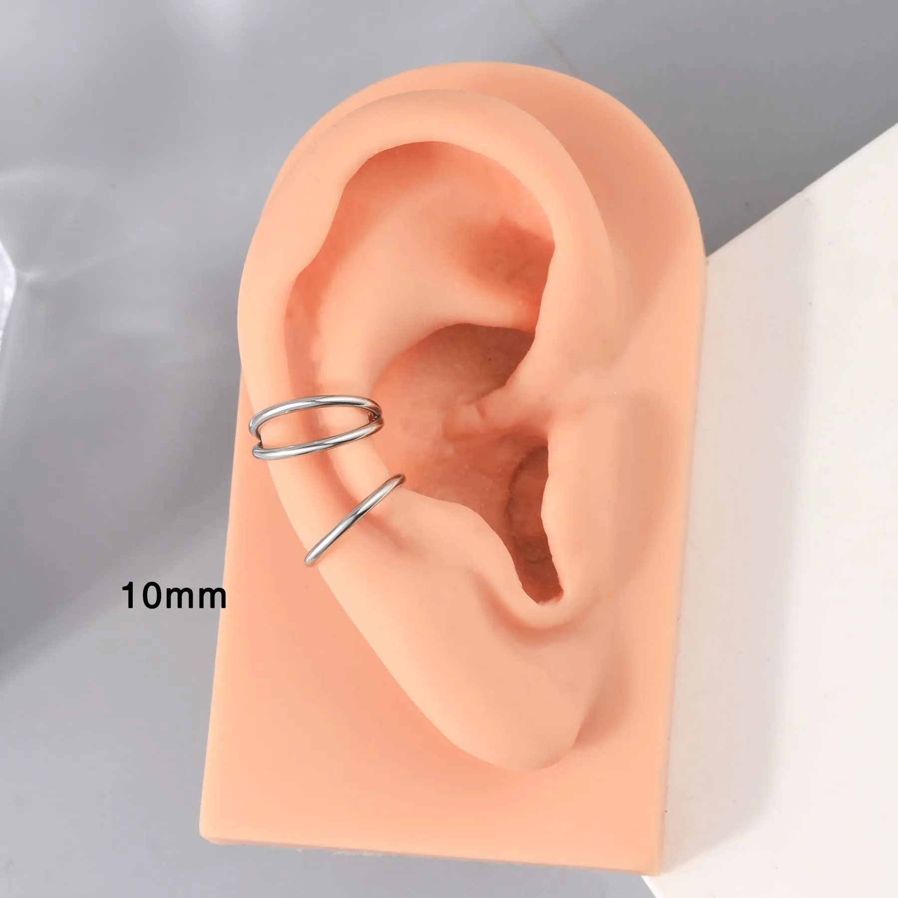 OUFER Piercing Helix Conch Hoop Ring Earrings, 16G 10mm Surgical Steel, 2 Pieces - immagine 2