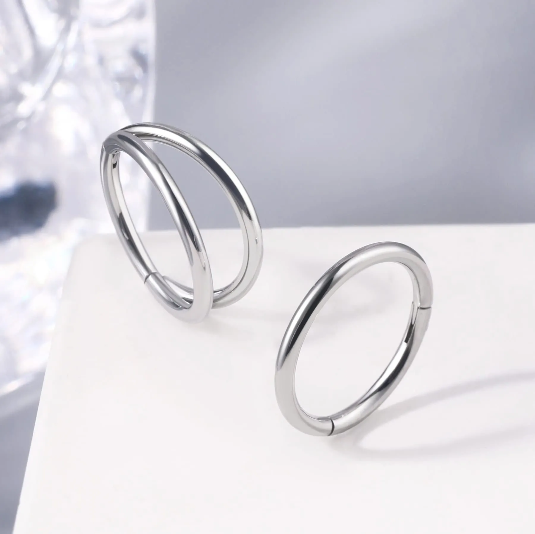 OUFER Piercing Helix Conch Hoop Ring Earrings, 16G 10mm Surgical Steel, 2 Pieces - immagine 6