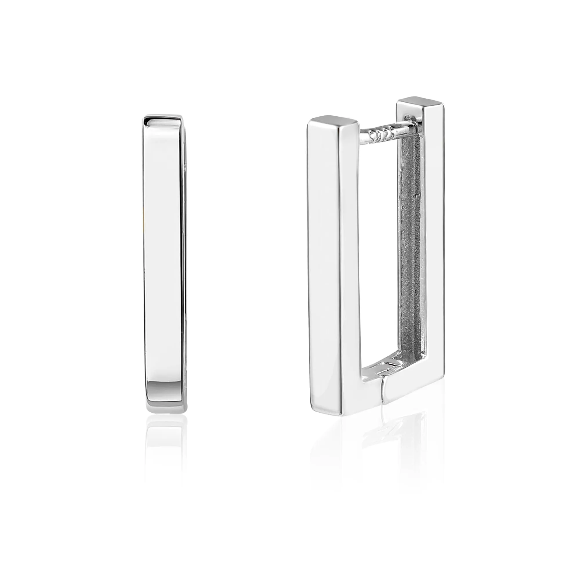 ALEXCRAFT Orecchini a Cerchio Rettangolari Argentati Design Geometrico Lucido Donna - immagine 8