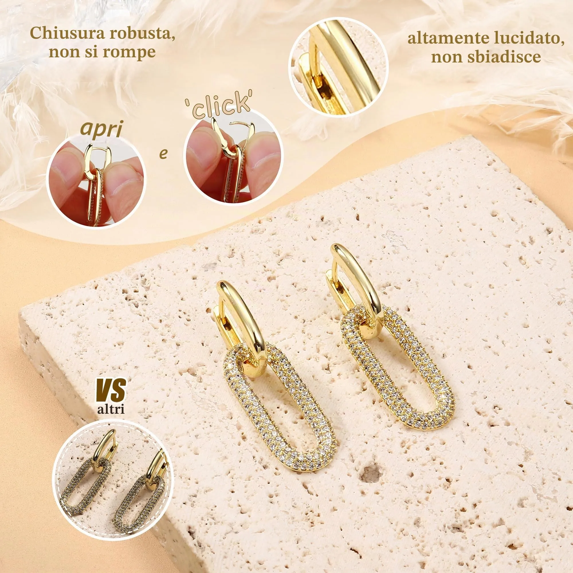 Adramata Orecchini Donna Pendenti a Goccia Placcati in Oro 14K - immagine 3