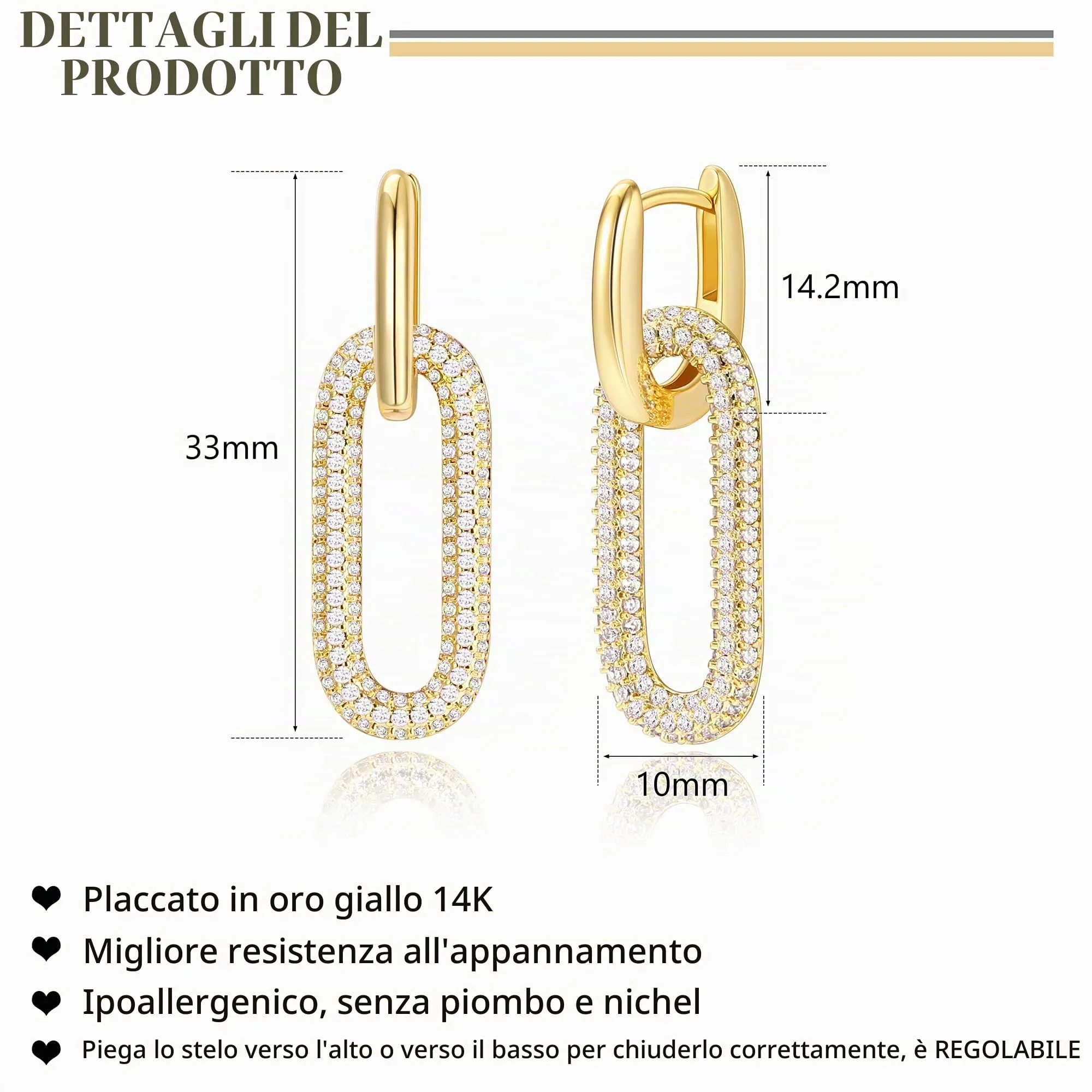 Adramata Orecchini Donna Pendenti a Goccia Placcati in Oro 14K - immagine 4