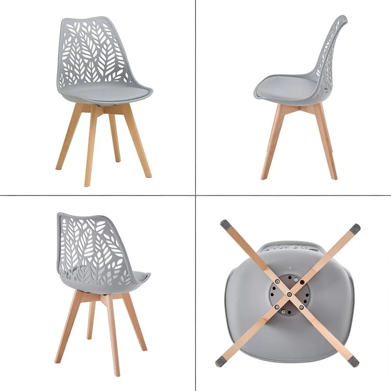 DEYARNA HOME Set di 4 Sedie da Pranzo Scandinave con Gambe in Legno, Grigio - immagine 3
