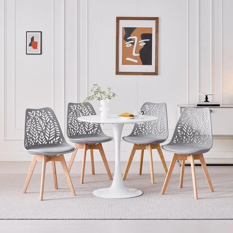 DEYARNA HOME Set di 4 Sedie da Pranzo Scandinave con Gambe in Legno, Grigio - immagine 6