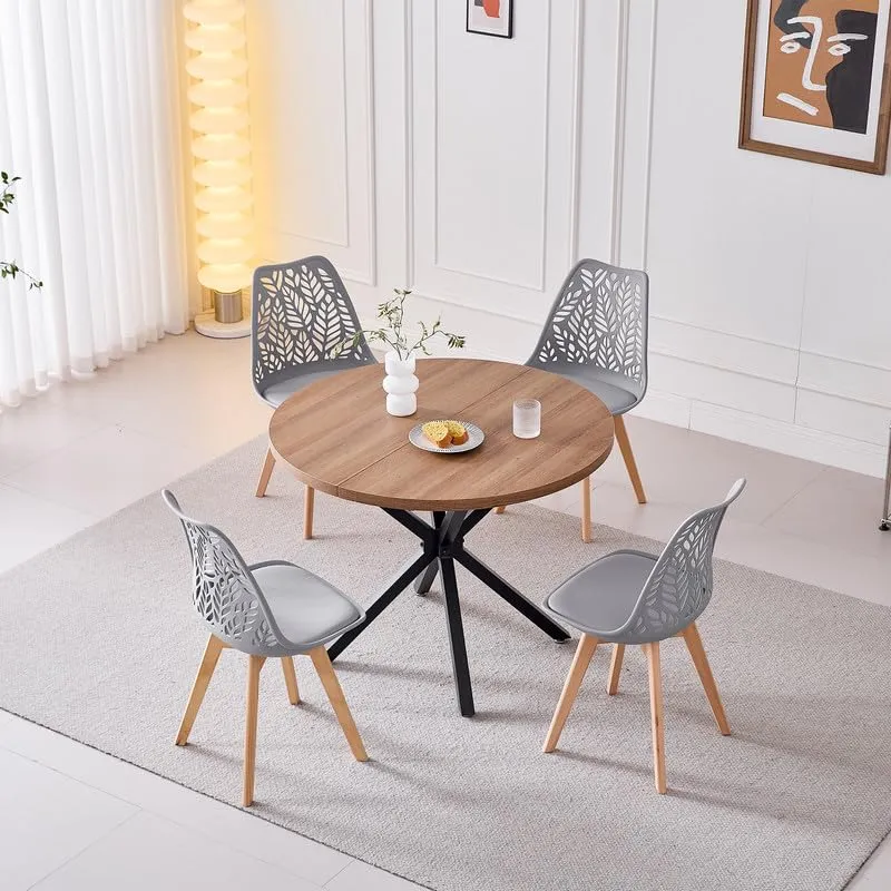DEYARNA HOME Set di 4 Sedie da Pranzo Scandinave con Gambe in Legno, Grigio - immagine 8