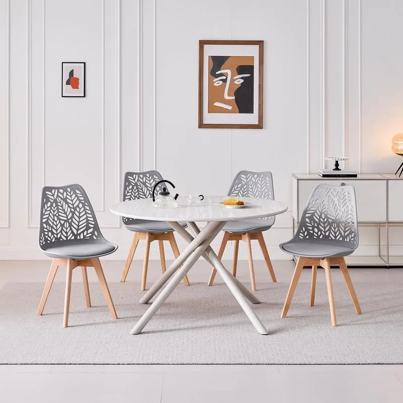 DEYARNA HOME Set di 4 Sedie da Pranzo Scandinave con Gambe in Legno, Grigio - immagine 9