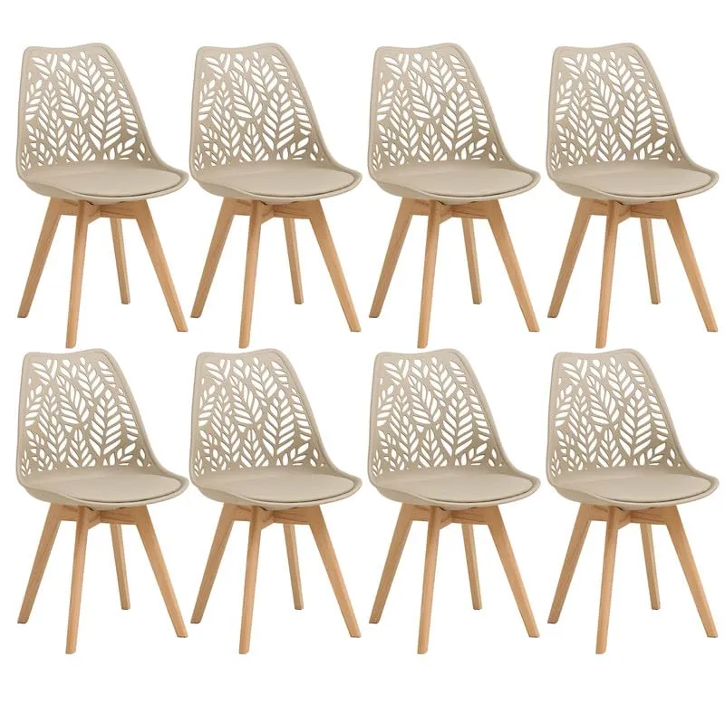 DEYARNA HOME Set di 8 Sedie da Pranzo Scandinave con Gambe in Legno, Cachi - immagine 1
