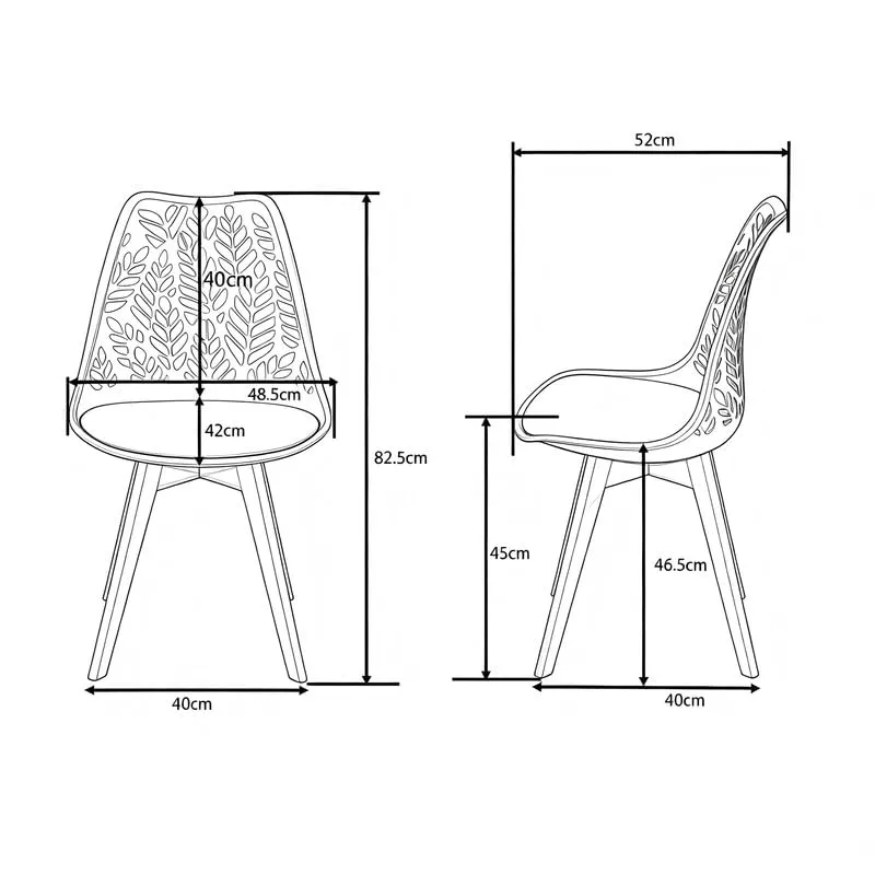 DEYARNA HOME Set di 4 Sedie da Pranzo Scandinave in Ecopelle e Legno, Nero - immagine 2