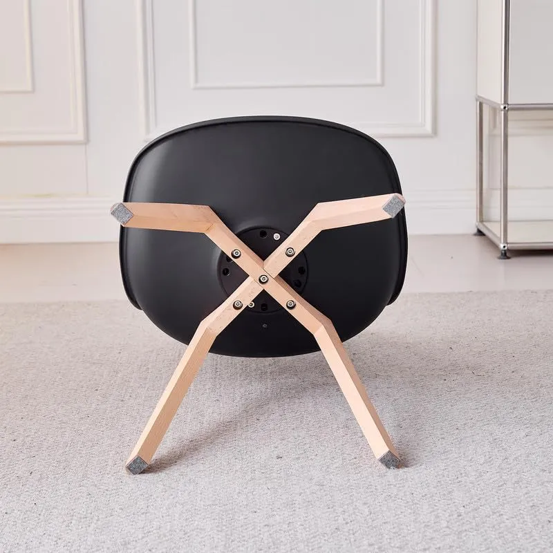 DEYARNA HOME Set di 4 Sedie da Pranzo Scandinave in Ecopelle e Legno, Nero - immagine 6