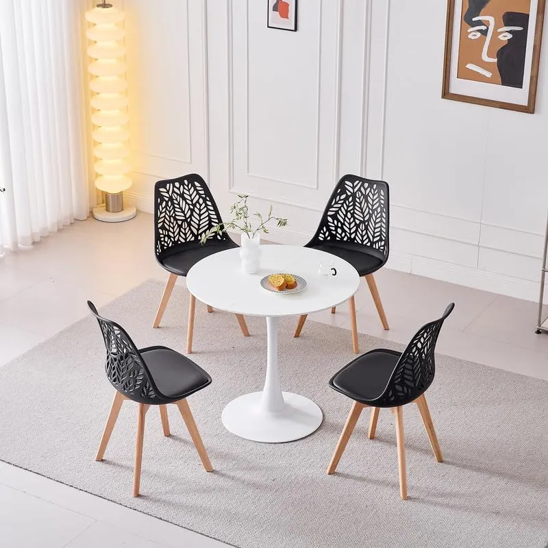 DEYARNA HOME Set di 4 Sedie da Pranzo Scandinave in Ecopelle e Legno, Nero - immagine 9