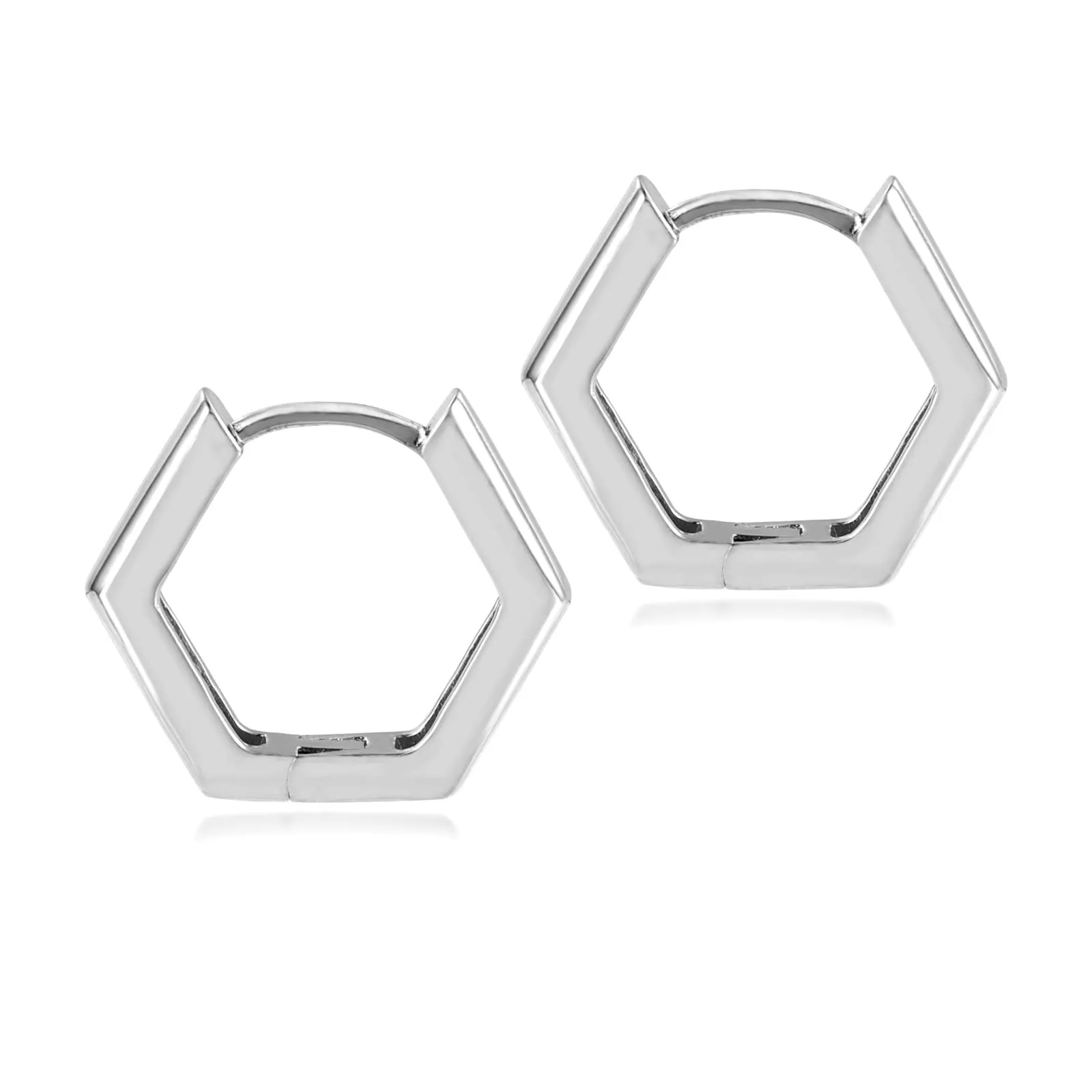 ALEXCRAFT Orecchini a Cerchio Esagonali Argentati Design Geometrico Donna SCEU111WG - immagine 7