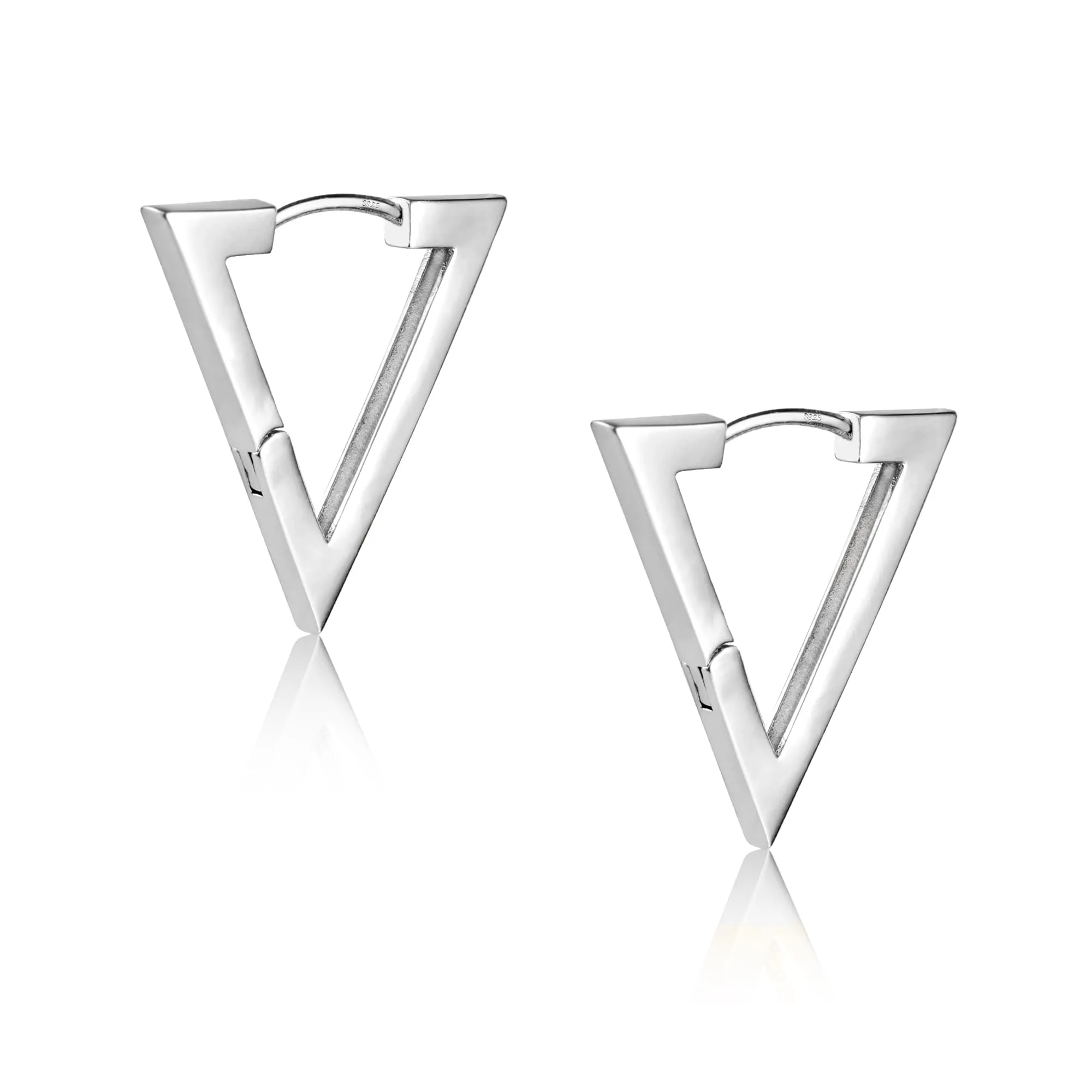 ALEXCRAFT Orecchini a Cerchio Triangolari Argentati Design Geometrico Donna SCEU172S - immagine 1