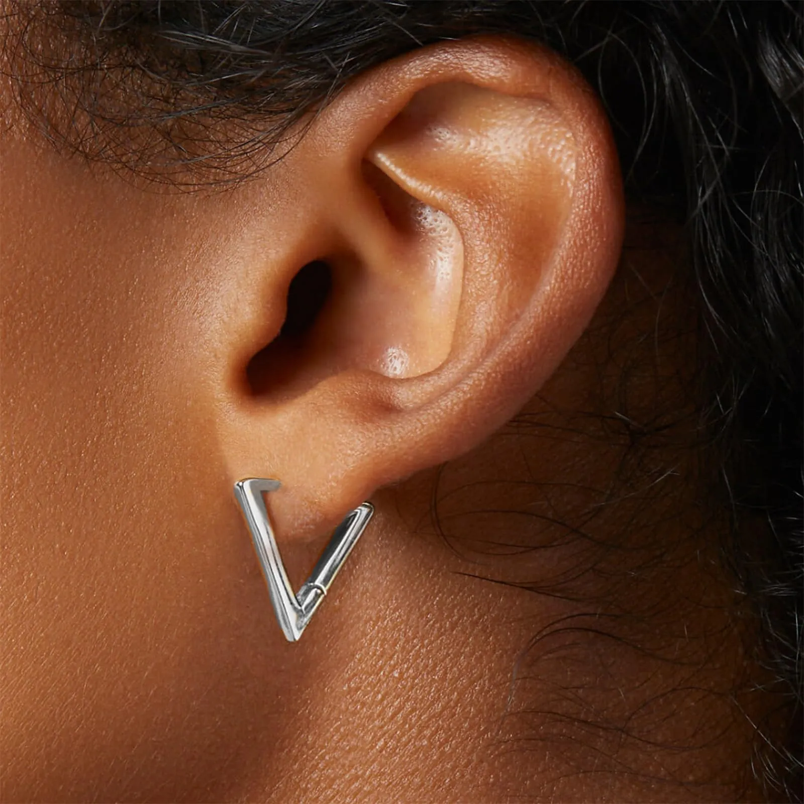 ALEXCRAFT Orecchini a Cerchio Triangolari Argentati Design Geometrico Donna SCEU172S - immagine 2