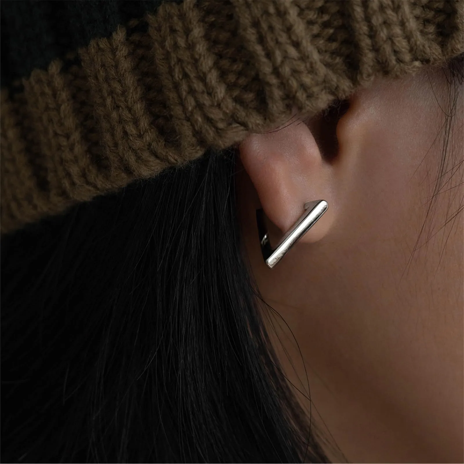 ALEXCRAFT Orecchini a Cerchio Triangolari Argentati Design Geometrico Donna SCEU172S - immagine 4