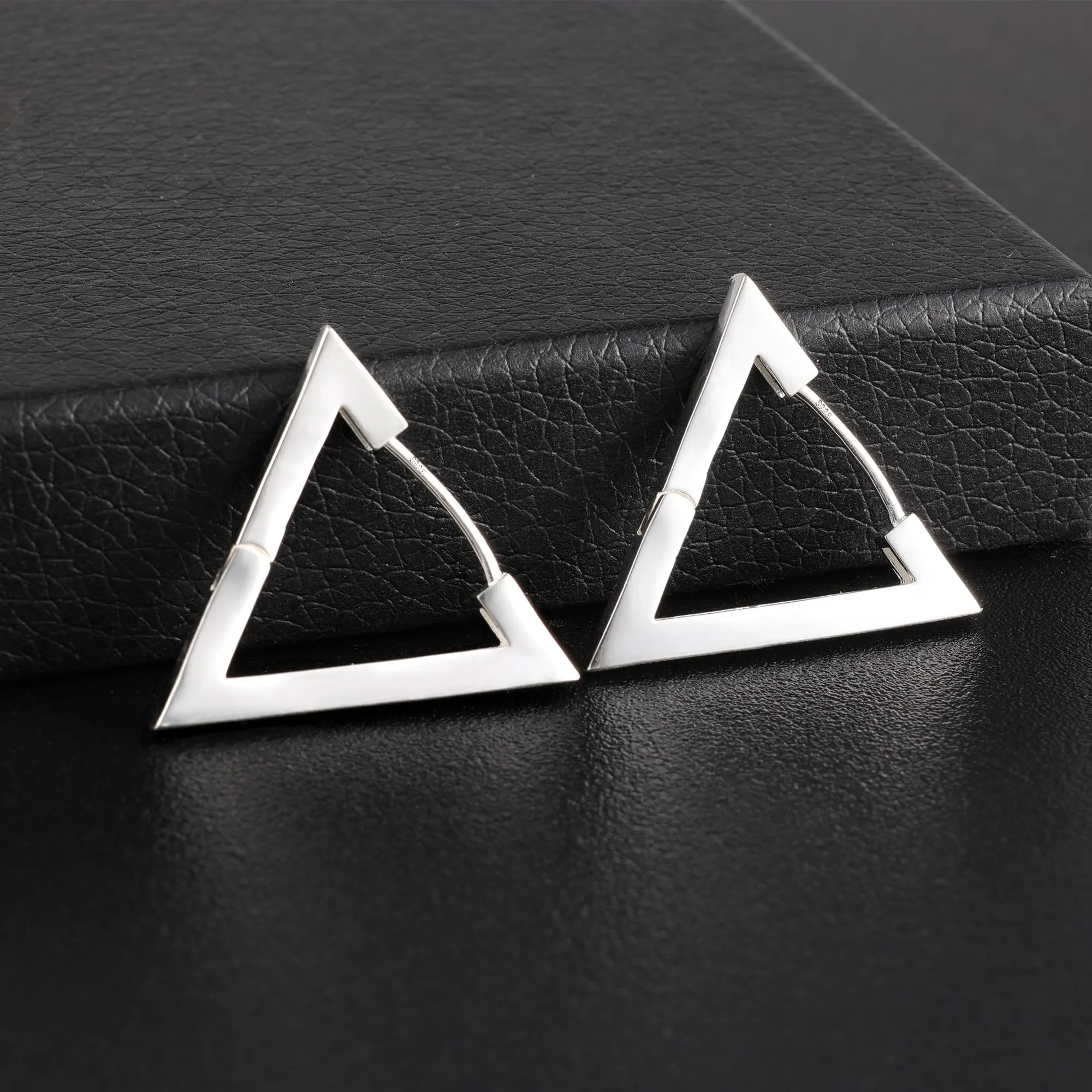 ALEXCRAFT Orecchini a Cerchio Triangolari Argentati Design Geometrico Donna SCEU172S - immagine 5