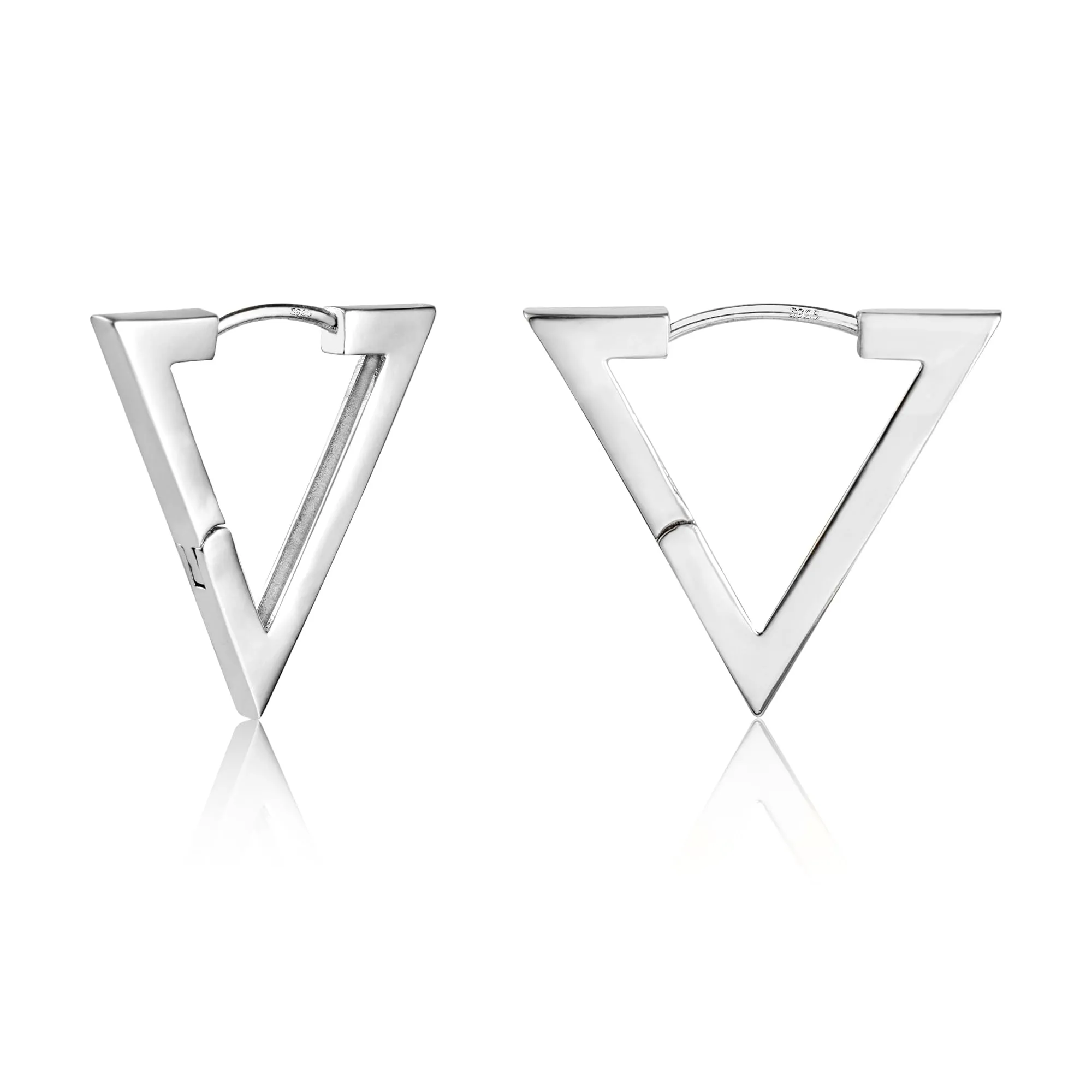 ALEXCRAFT Orecchini a Cerchio Triangolari Argentati Design Geometrico Donna SCEU172S - immagine 8