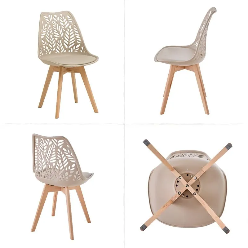 DEYARNA HOME Set di 4 Sedie da Pranzo Scandinave, Cachi - immagine 3
