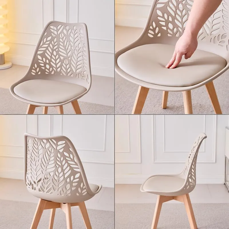 DEYARNA HOME Set di 4 Sedie da Pranzo Scandinave, Cachi - immagine 4
