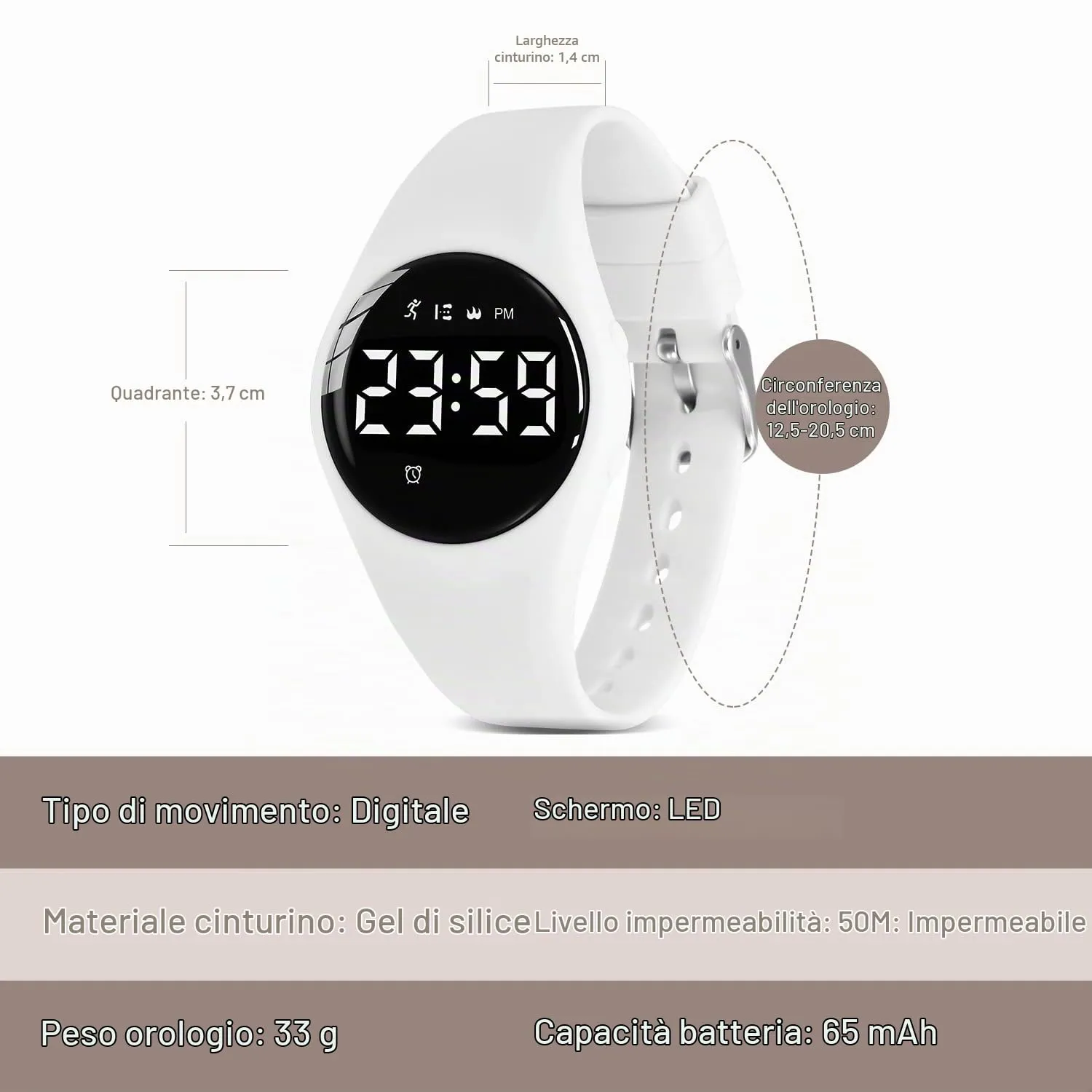 BEN NEVIS T666F Orologio Digitale Fitness Tracker Impermeabile per Bambini e Ragazzi, Bianco - immagine 6