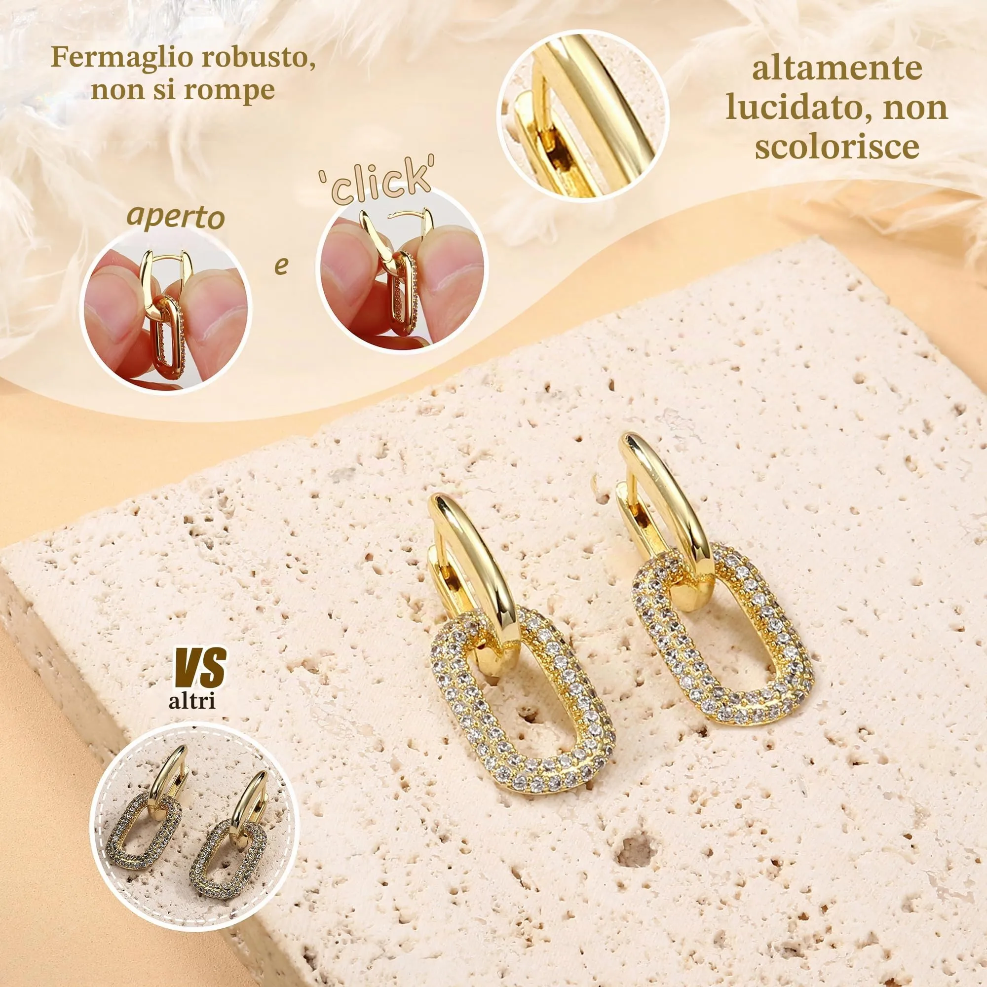 Adramata Orecchini Donna Pendenti a Goccia Placcati in Oro 14K - immagine 3