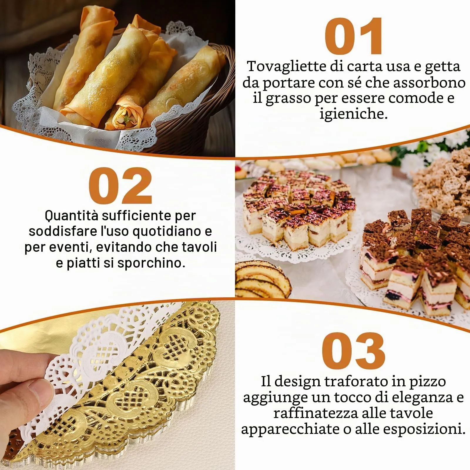 QUARKZMAN Pizzi di Carta Oro Rotondi Usa e Getta, 5 Pollici, 50 Pezzi - immagine 5