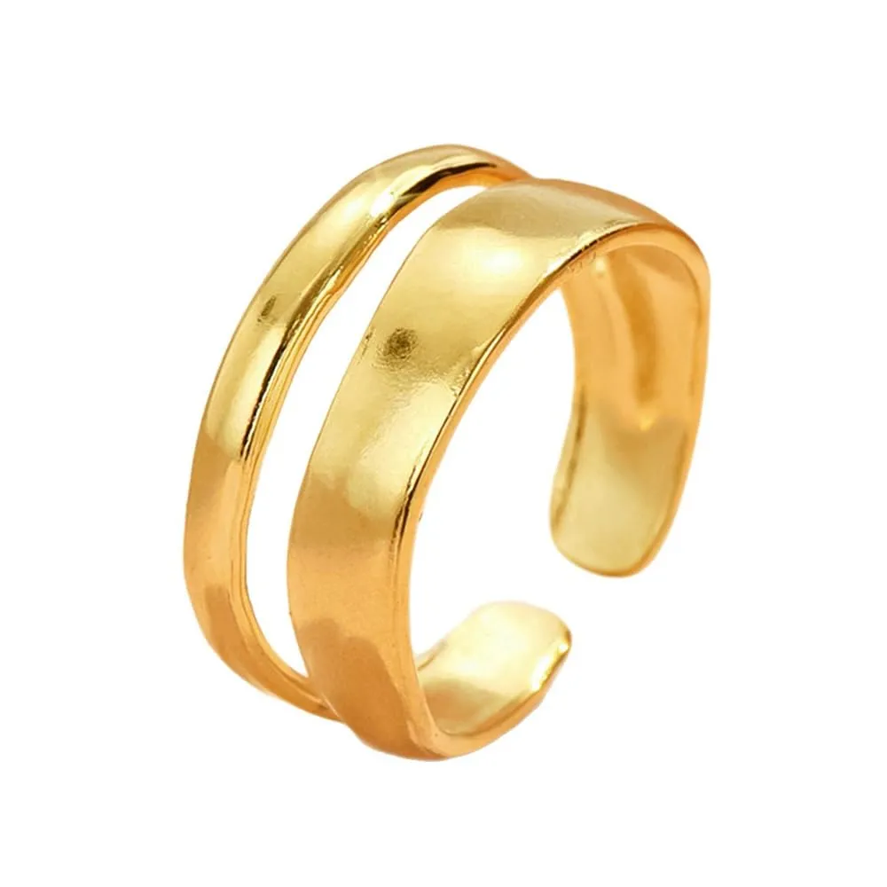 KBRPEY Anello Aperto Regolabile in Acciaio Inossidabile Dorato 18 Carati per Donne (Oro) - immagine 1