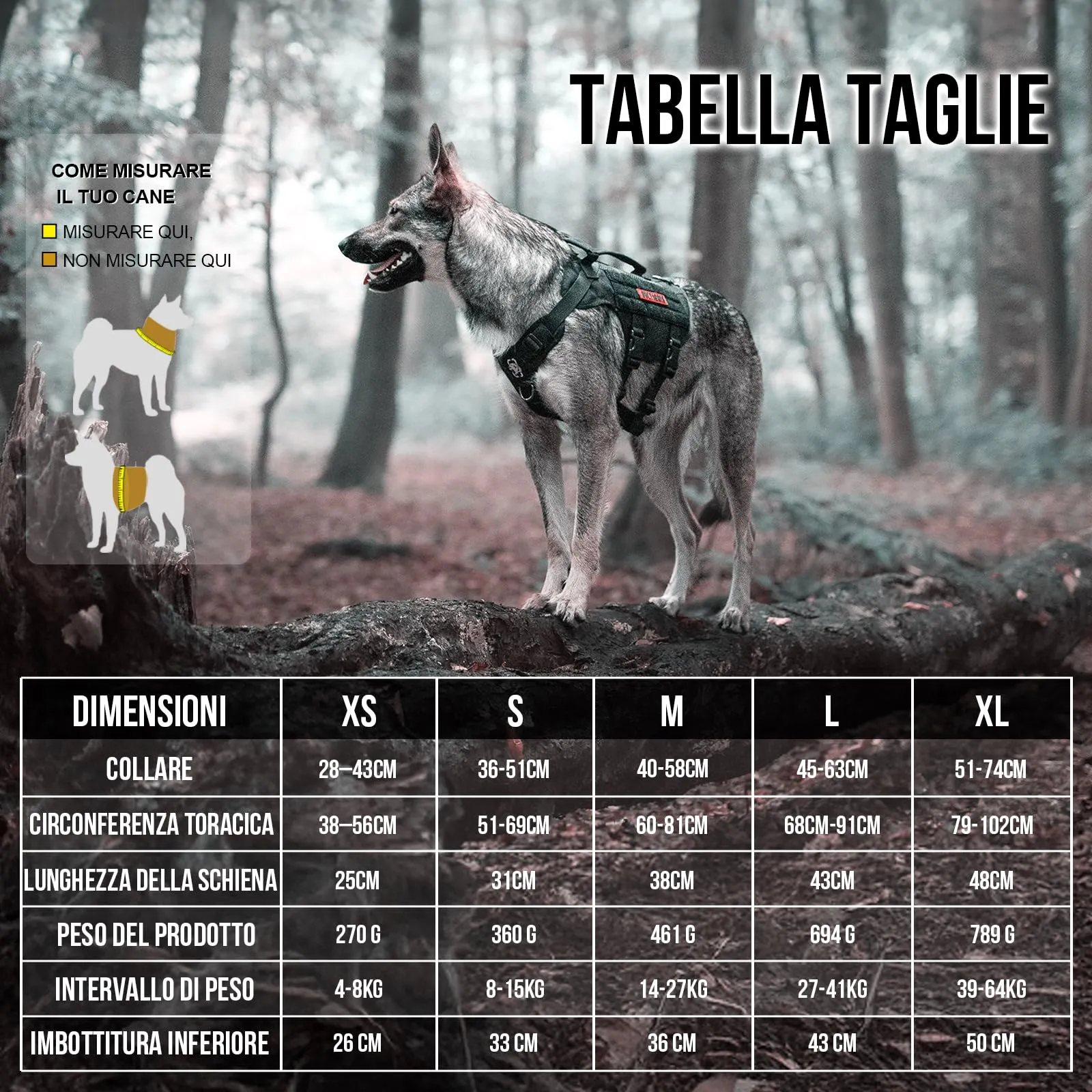 OneTigris Aire Mesh Pettorina Tattica per Cani, L, Nero - immagine 2