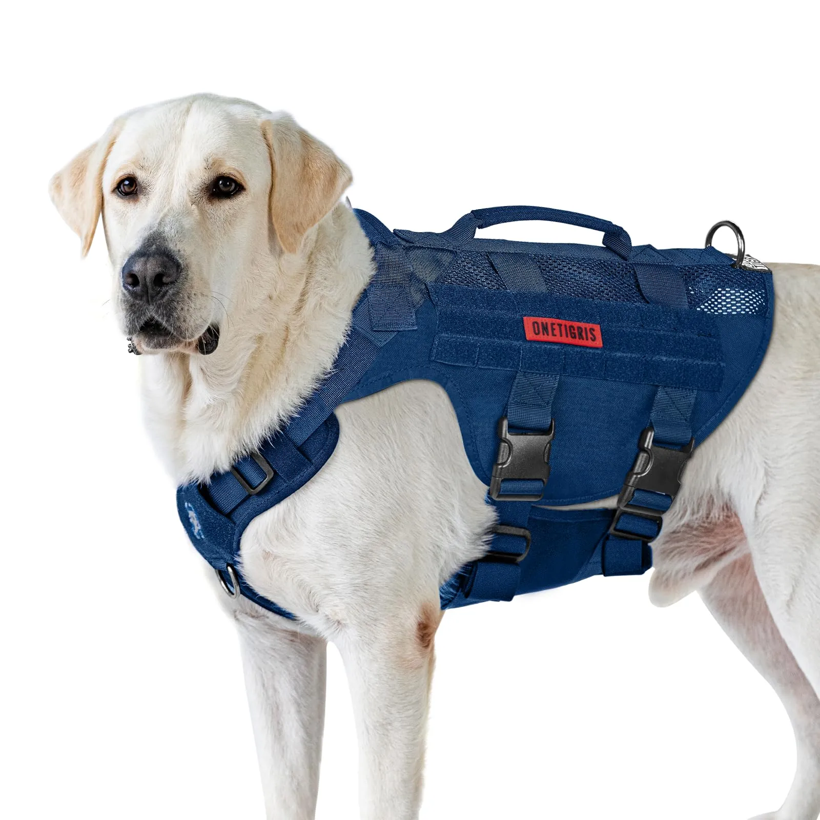 OneTigris Imbracatura No-Pull per Cani, Air Mesh Regolabile Traspirante, Taglia XL, Blu, con 2 Manici - immagine 1